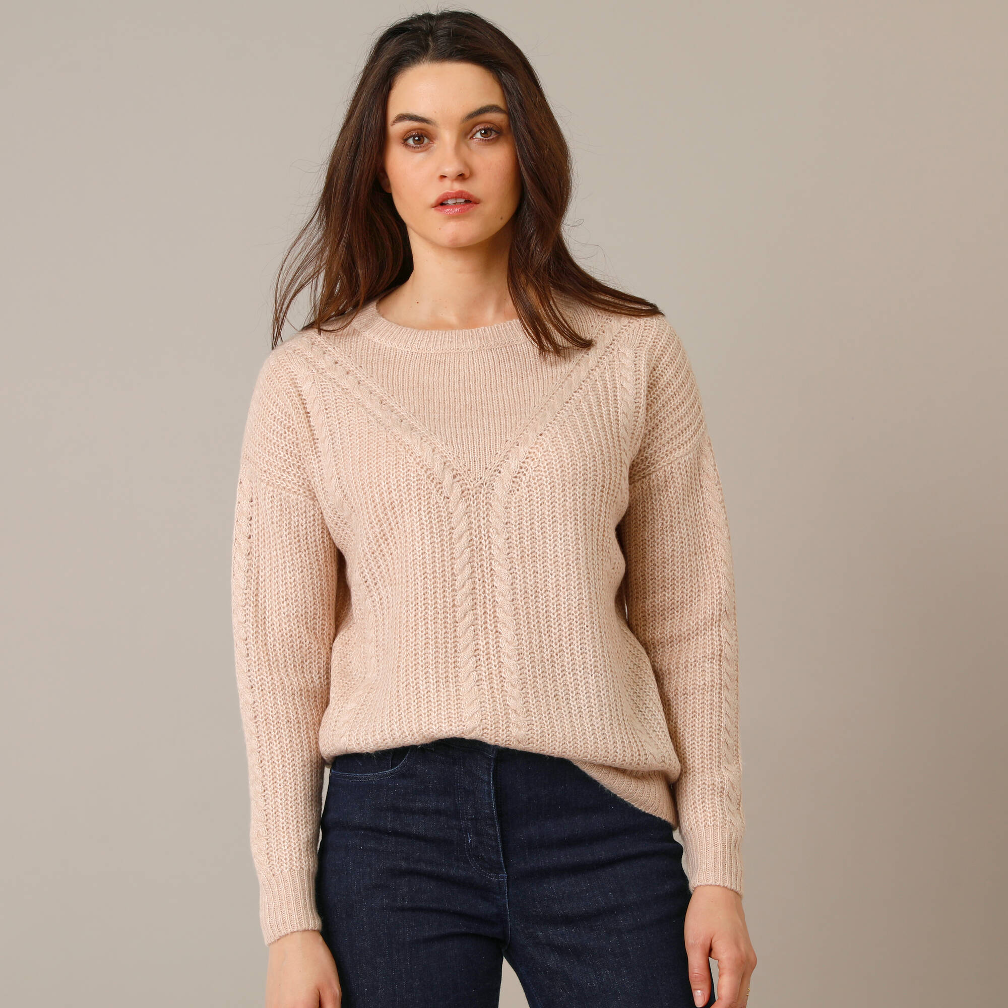 Pull torsadé, maille anglaise