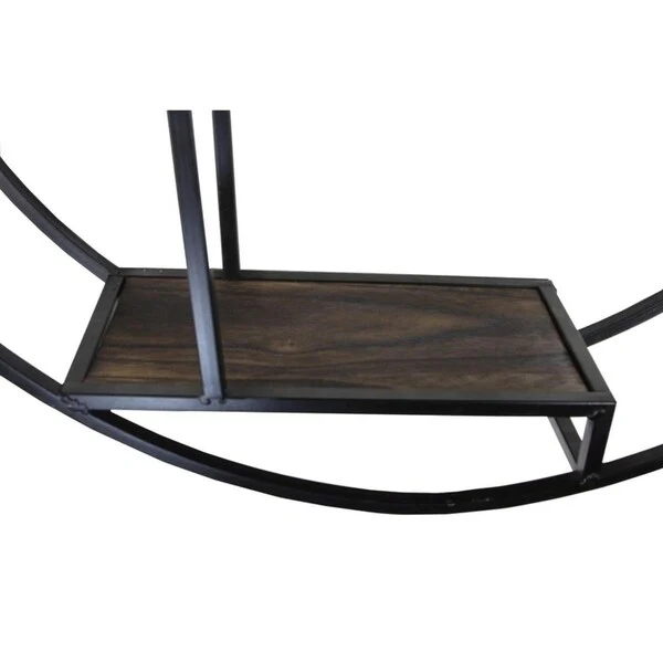 23 Inches Round wall-mounted Iron hanging storage shelves, Black - N/A