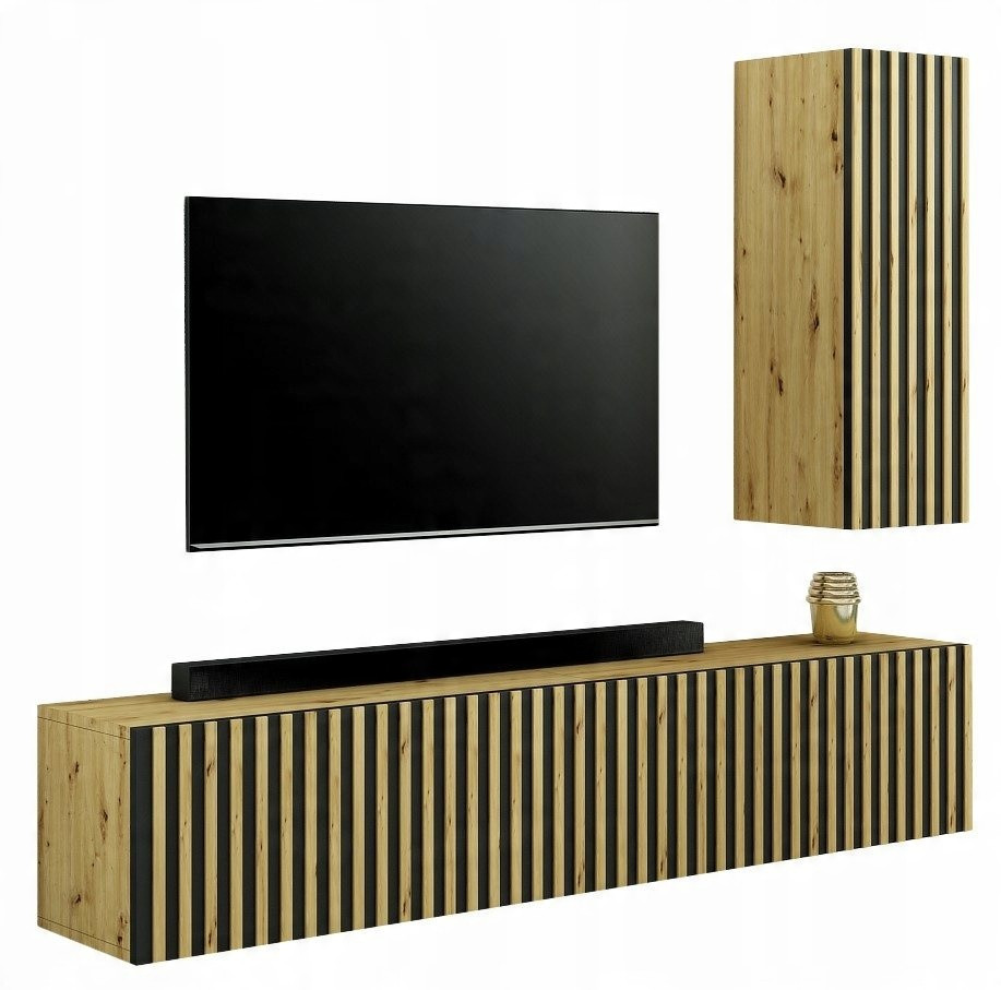 Mebloscianka Loft Z Lamelami Zestaw Trend-8 Dab Artisan