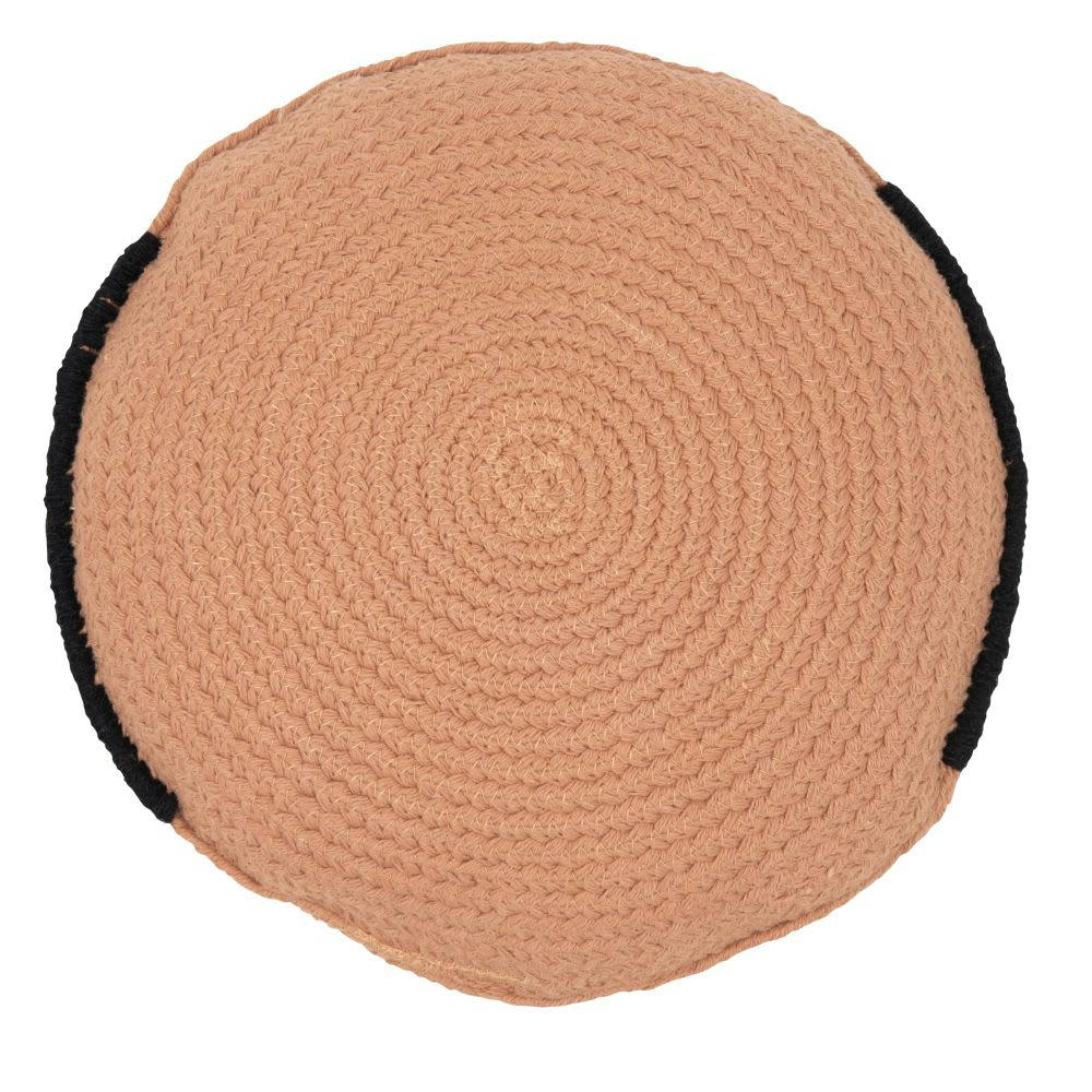 RODY - Coussin rond en coton recyclé et laine beige et noir D35