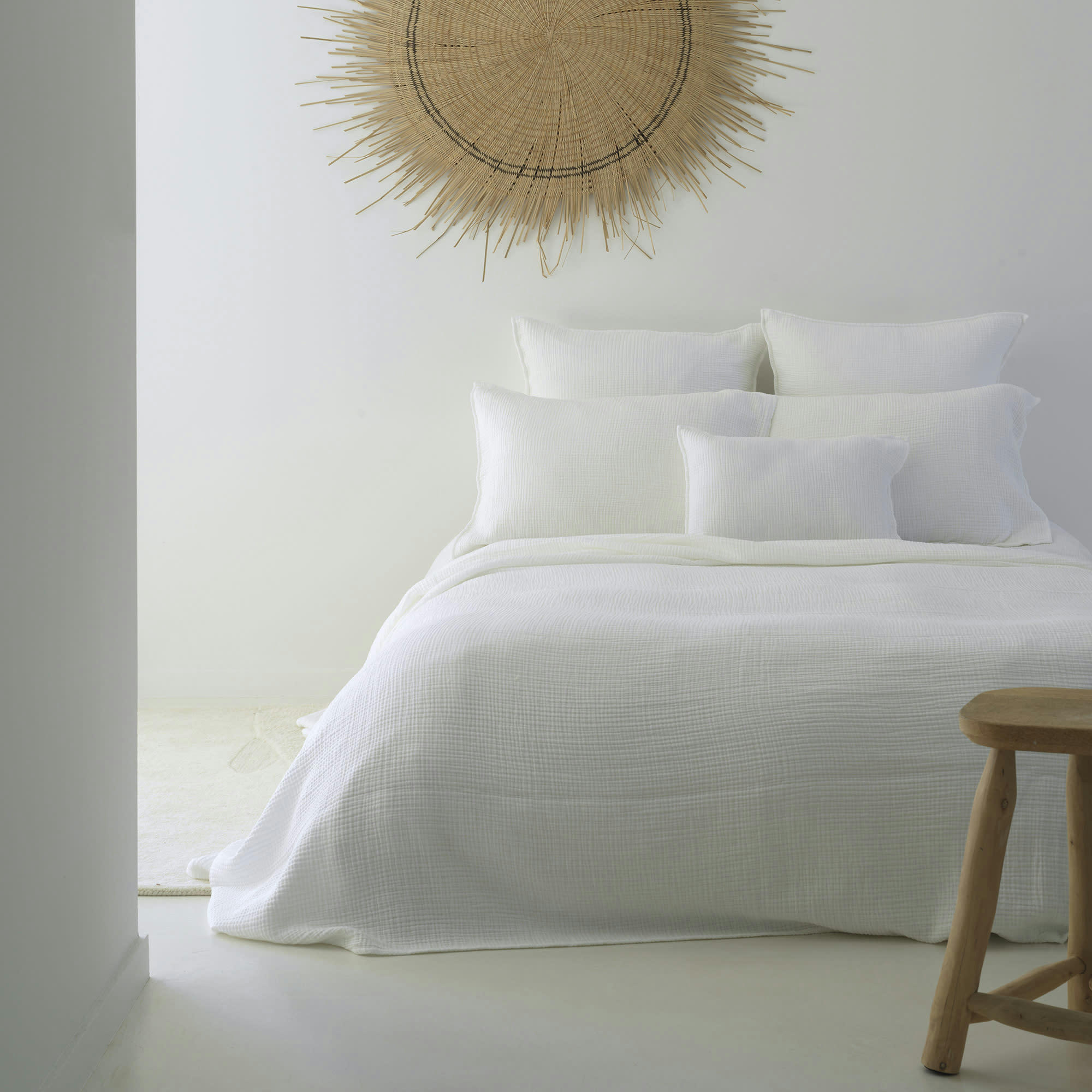 GAZE DE COTON - Dessus de lit gaze de coton blanc 240X255 CM