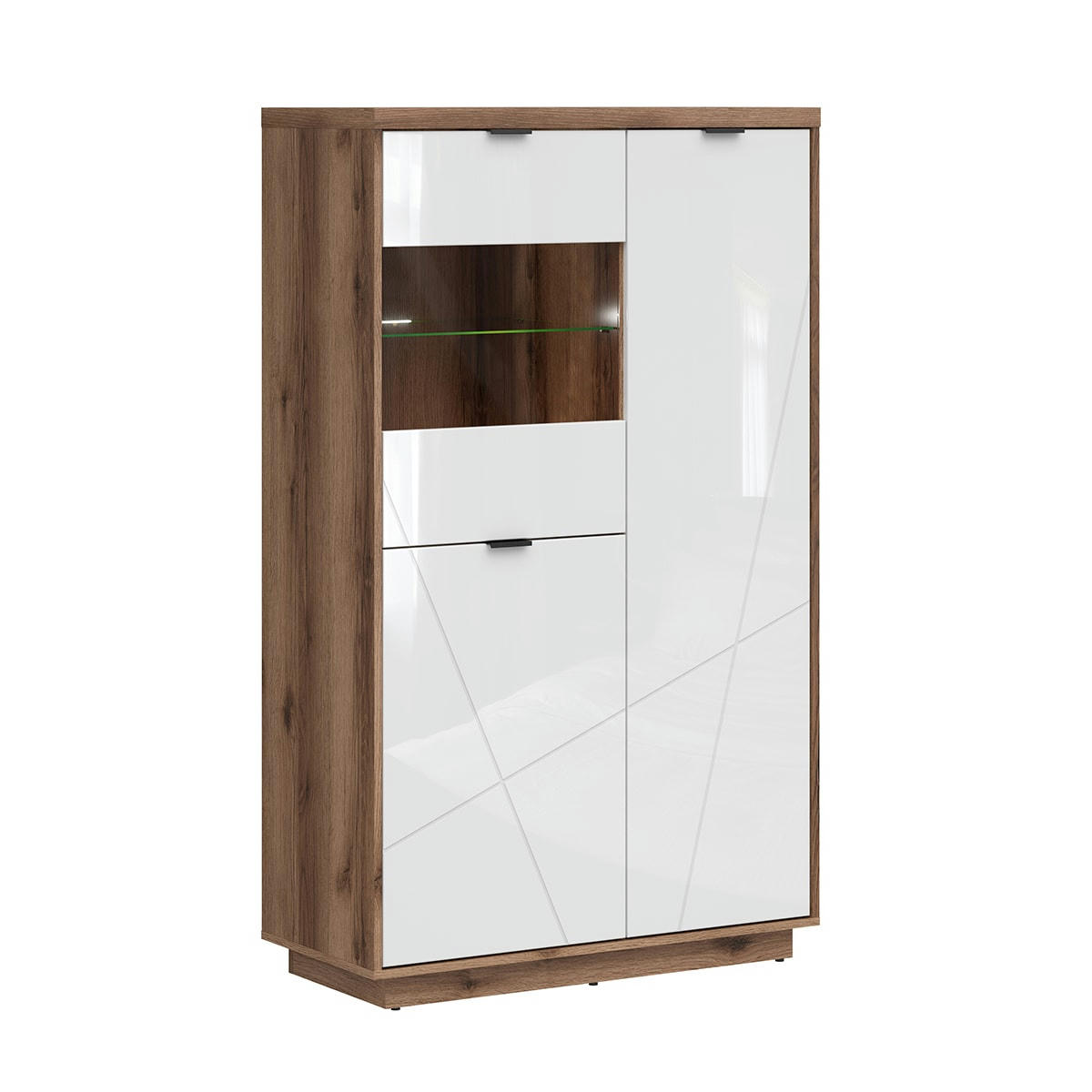 - Vitrine 3 portes blanche et naturelle