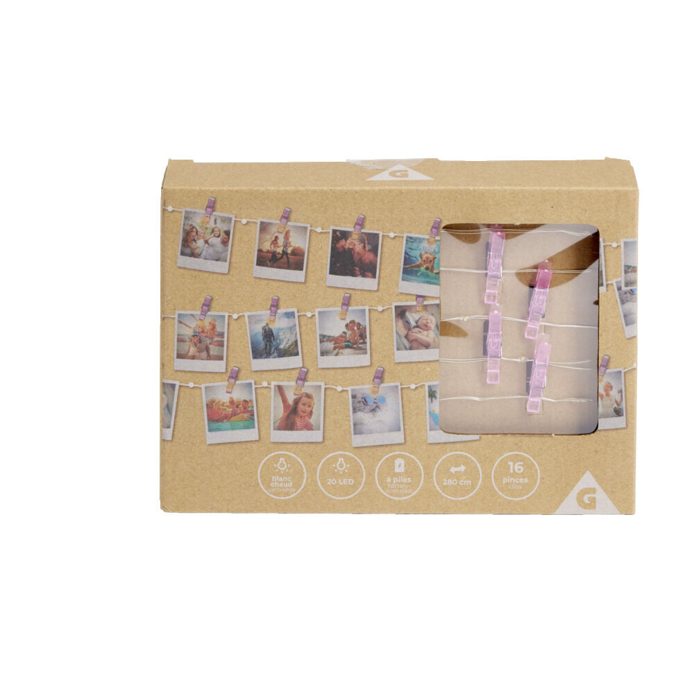 Guirlande LED à pinces 280cm plastique rose gold