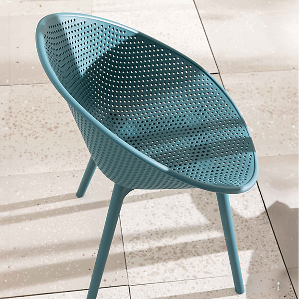 Lot de 4 chaises de terrasse en plastique bleu canardOviala