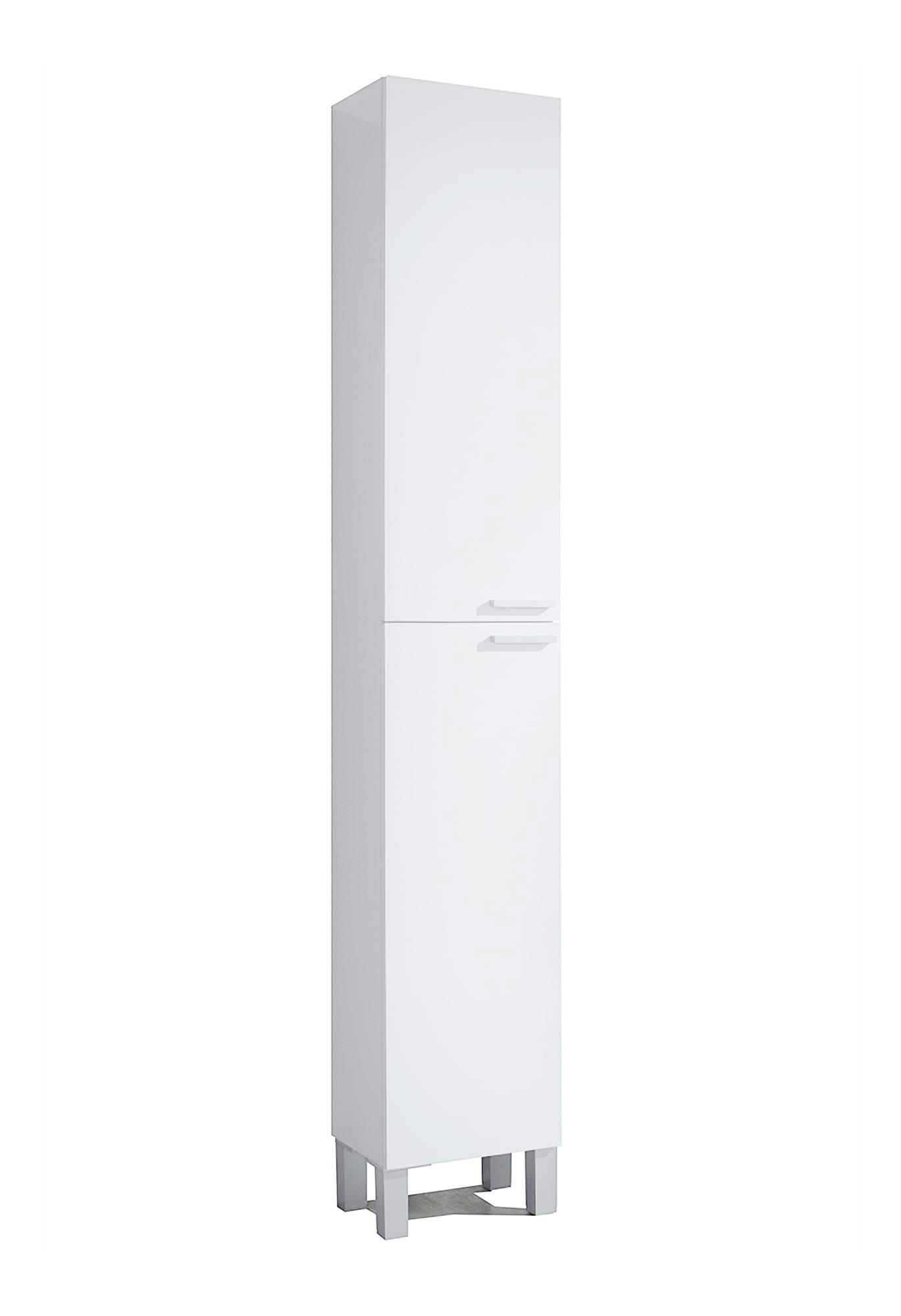 DFAROPP - Colonne de salle de bain 2 portes effet bois blanc brillant
