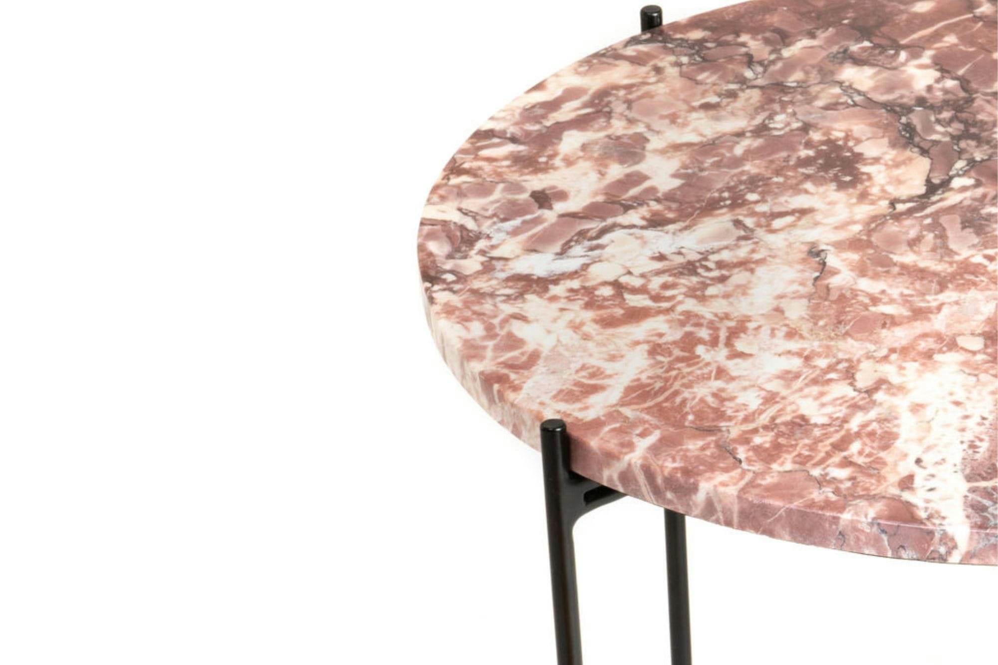 MELBA - Table basse ronde en marbre et pieds en métal noir D50