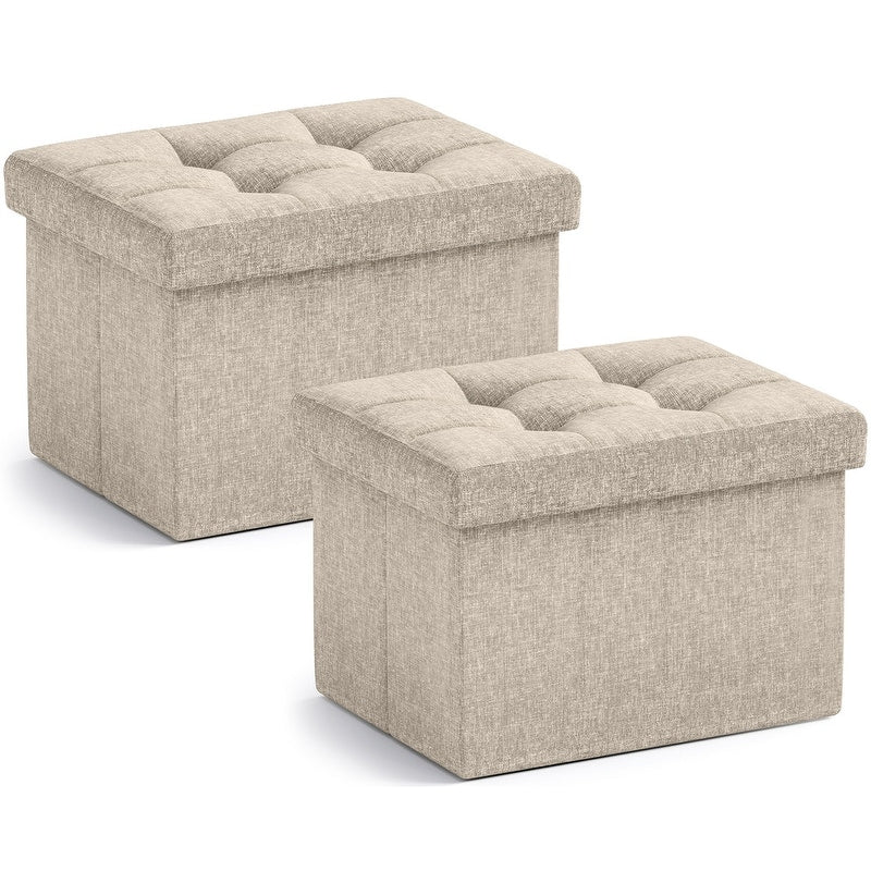 2 Pack Small Rectangle Foldable Storage Ottoman