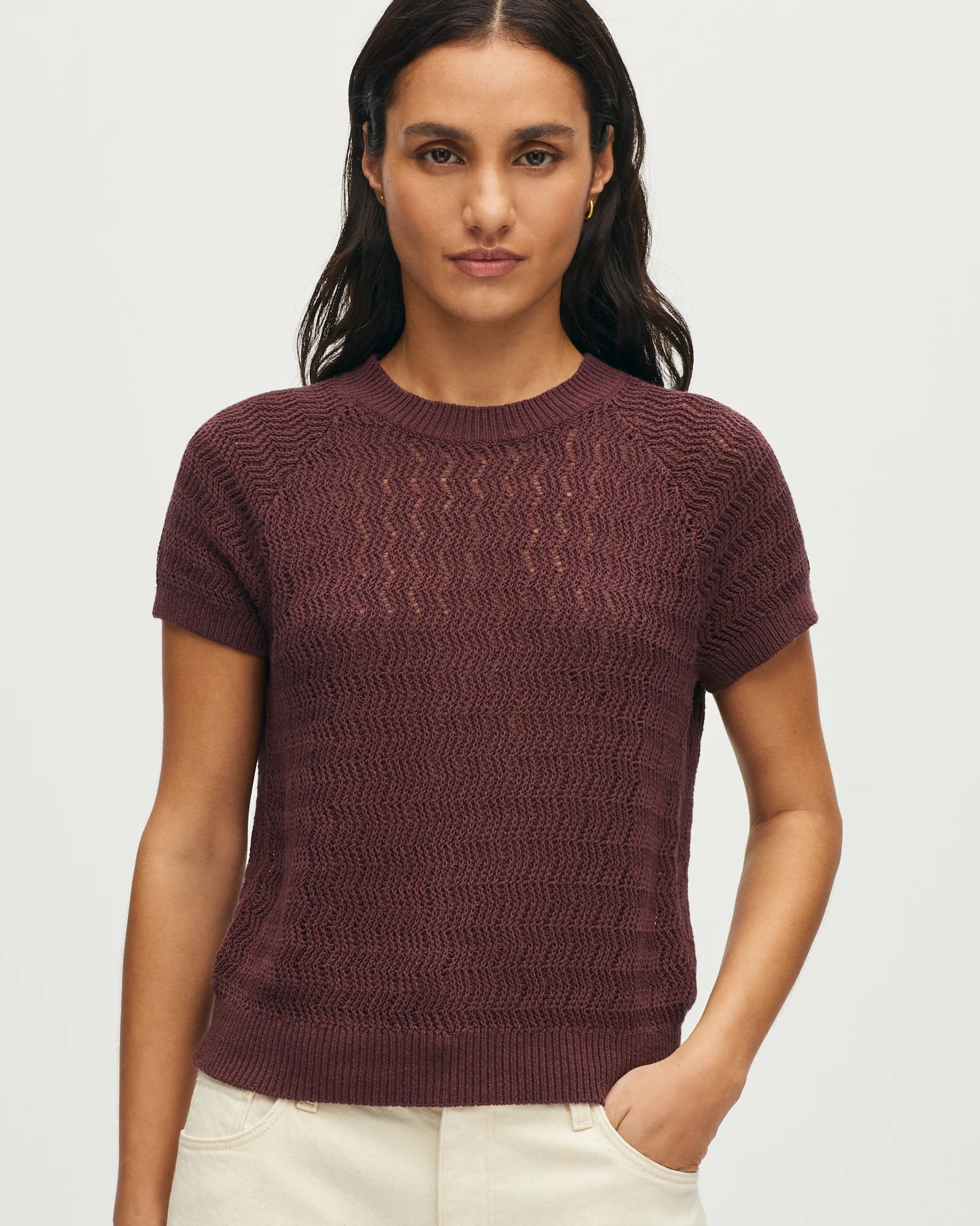 Pull manches courtes en lin