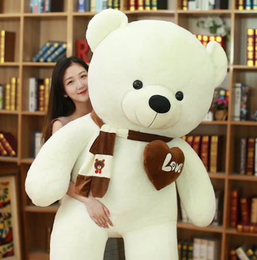 NNECN Huge 100cm White Giant Teddy Bear Toys Stuffed Animals Soft Plush Cotton Scarf Bear Hold Pillow Doll