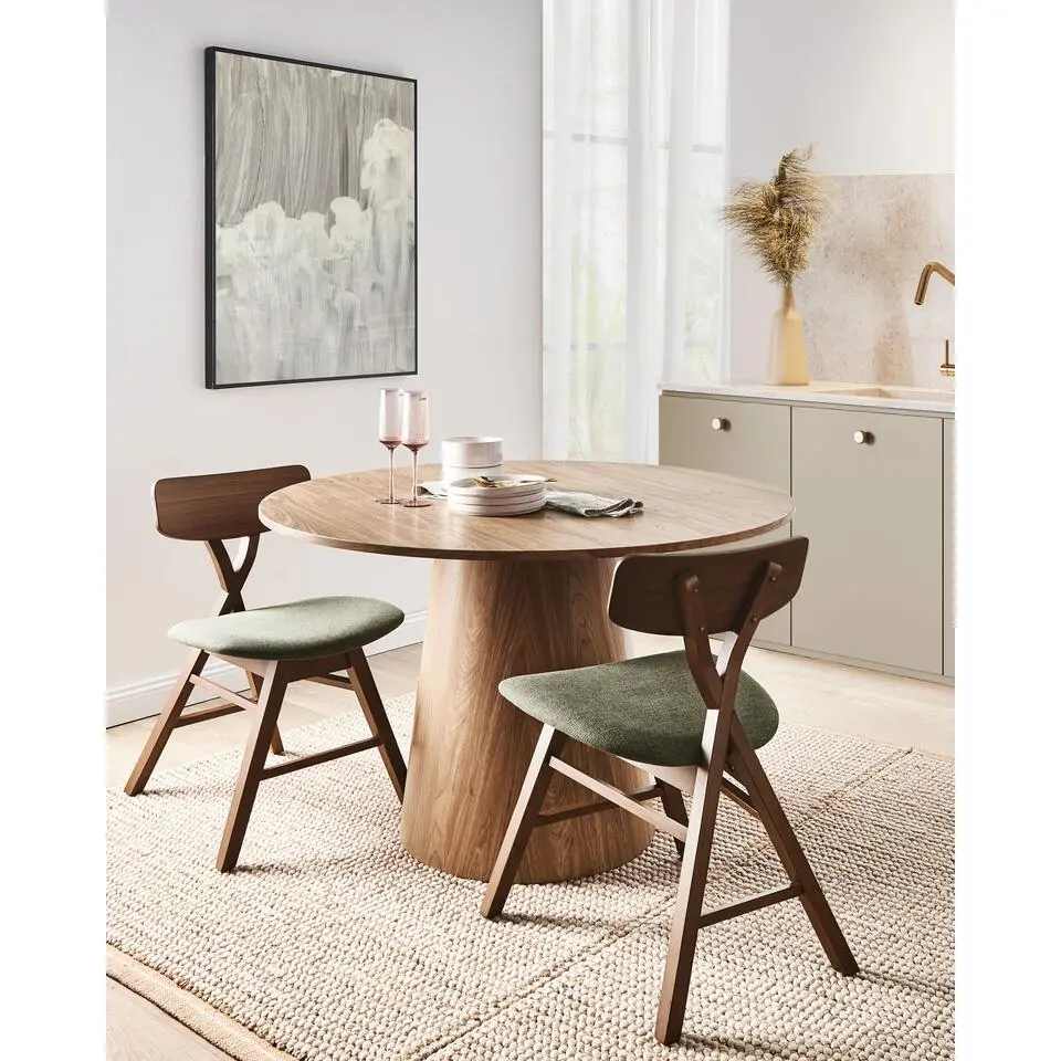 LELAND - Eetkamerstoelen set van 2 - Donkerbruin/Groen - Rubberhout