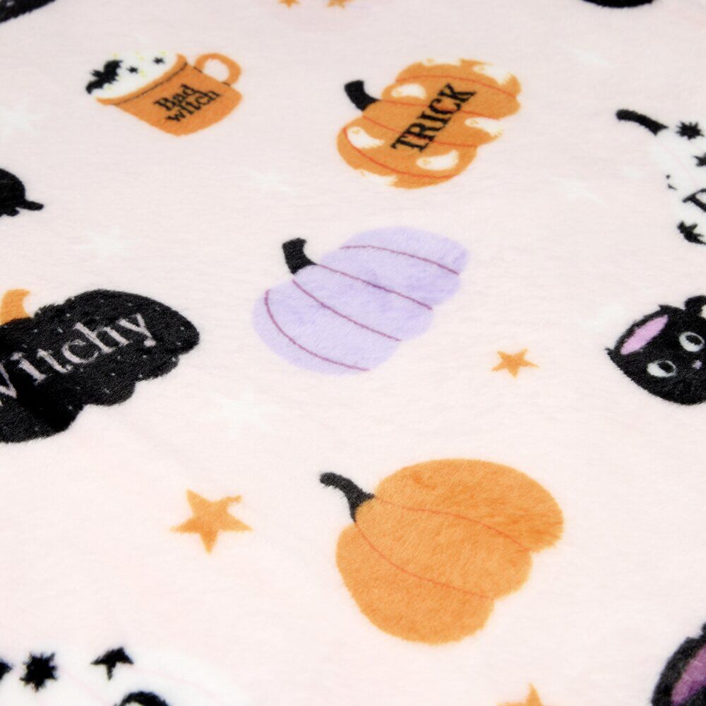 Plaid Halloween motif fantôme et citrouille 130x160cm (2 modèles)