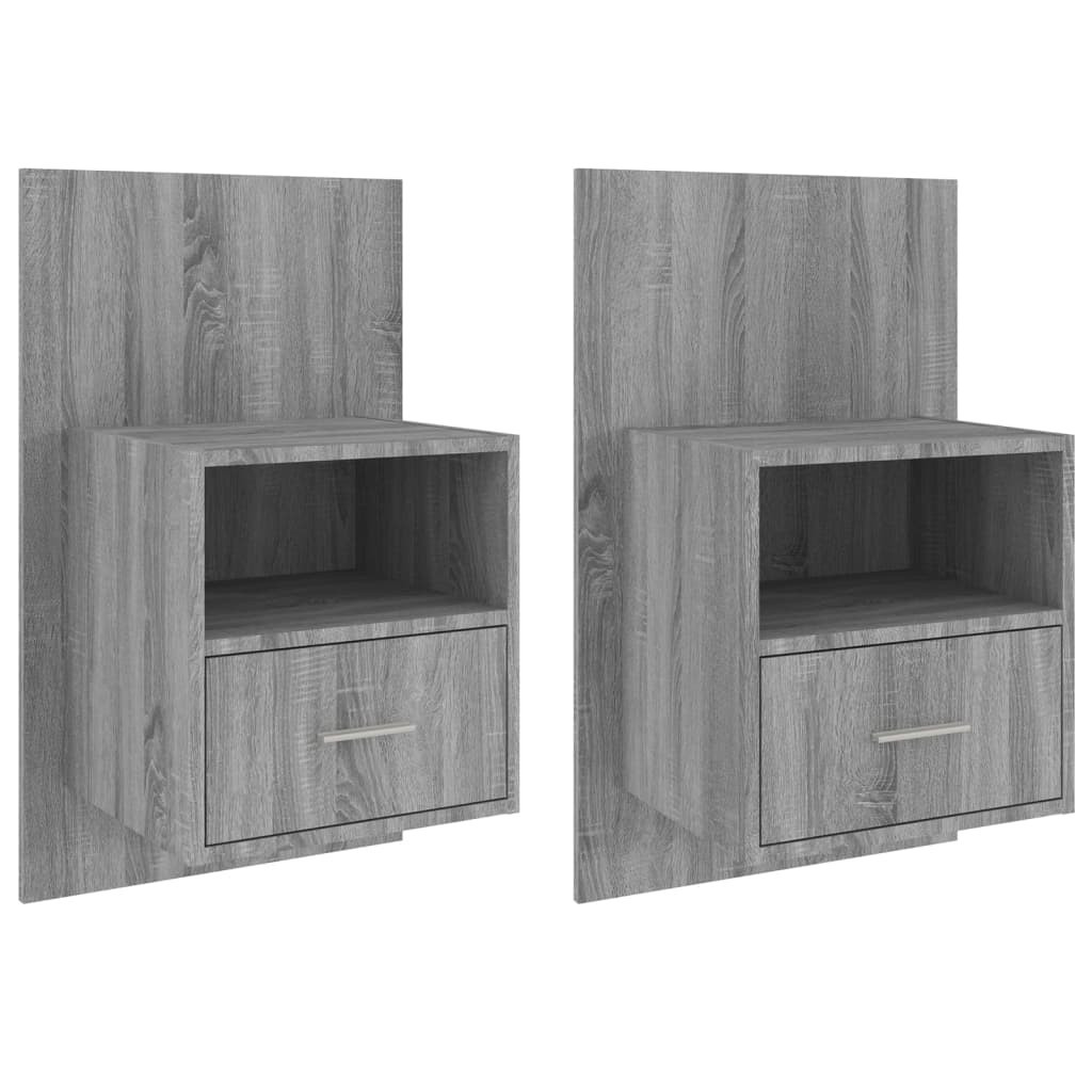 2x Szafka Nocna Stolik Komoda Szara Wisząca Do Sypialni 48,5x32,5x80 cm