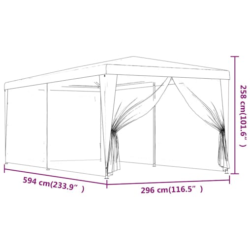 NNEVL Party Tent with 6 Mesh Sidewalls Blue 3x6 m HDPE