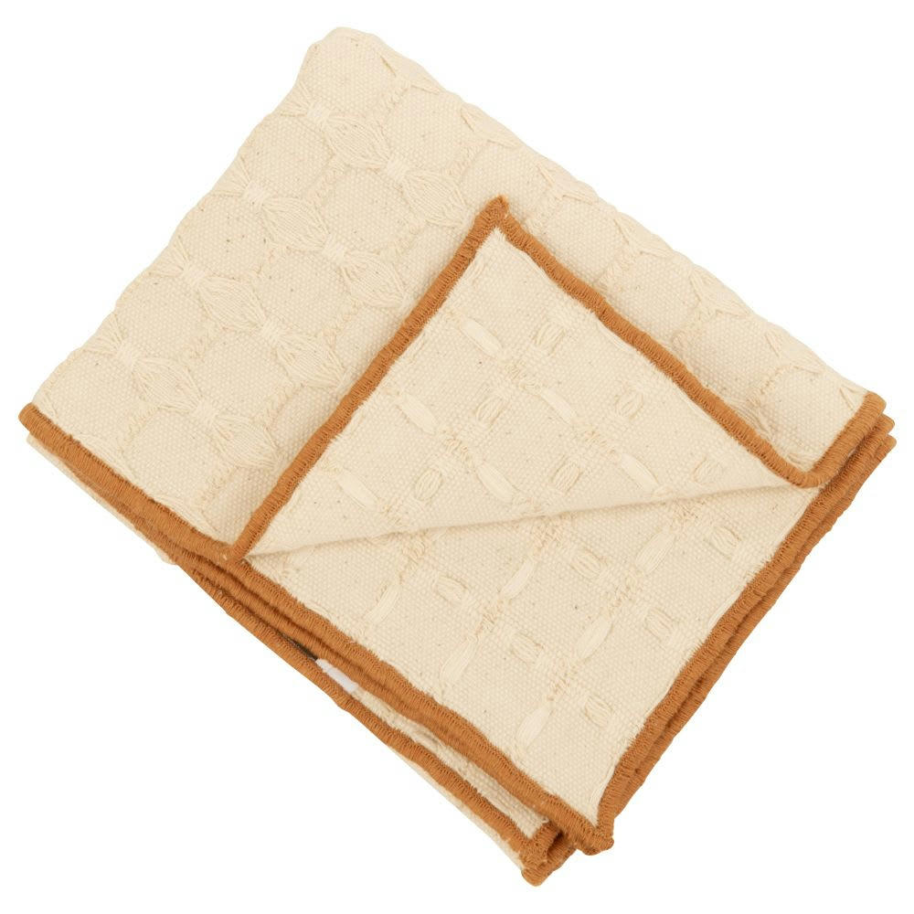 AMENI - Serviettes de table en coton tissé écru 30x50 (x3)