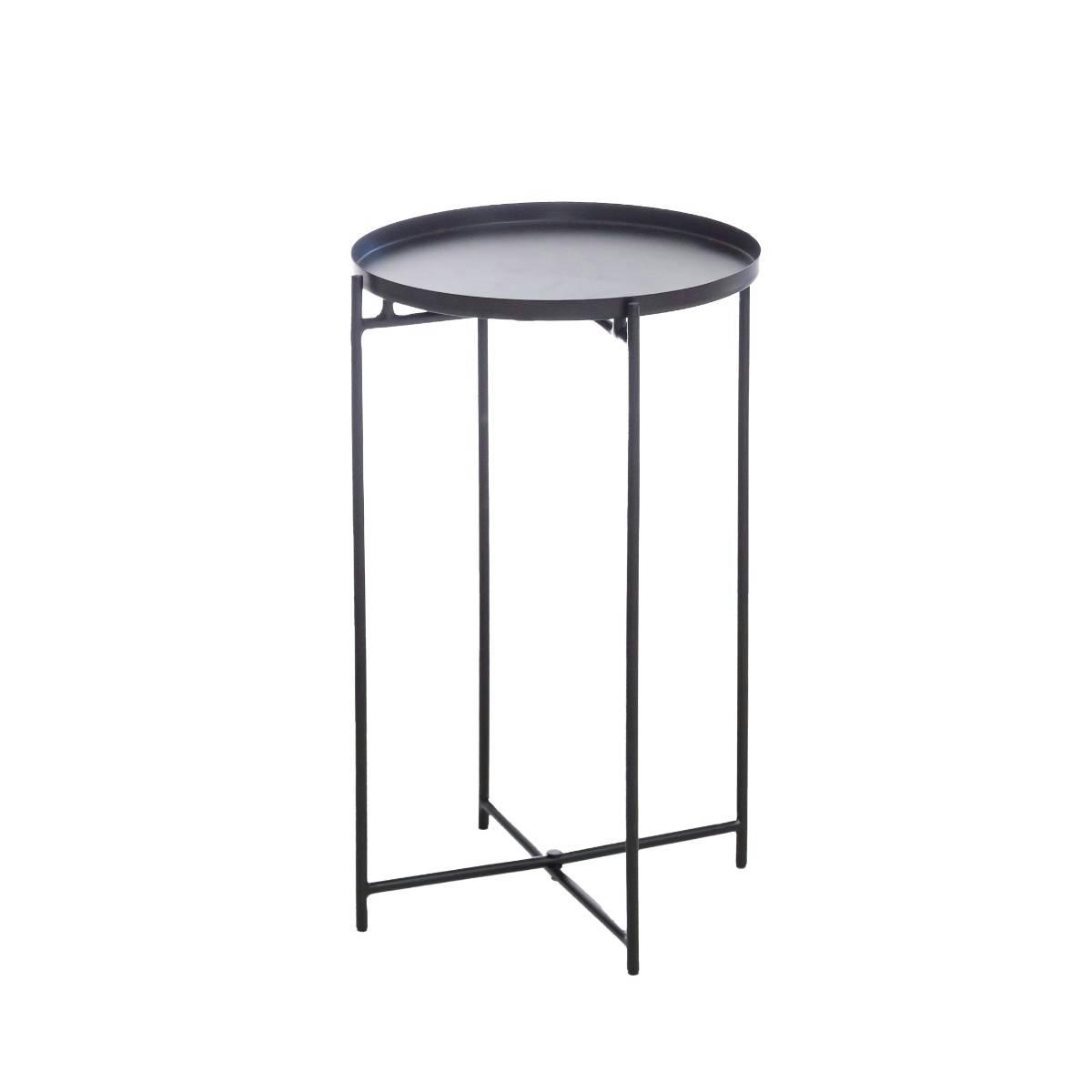 - Bout de canapé & Sellette en métal noir 32 cm