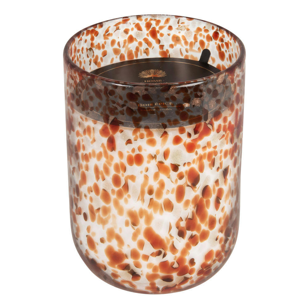 LEO - Bougie parfumée en verre marron et blanc, 1300g