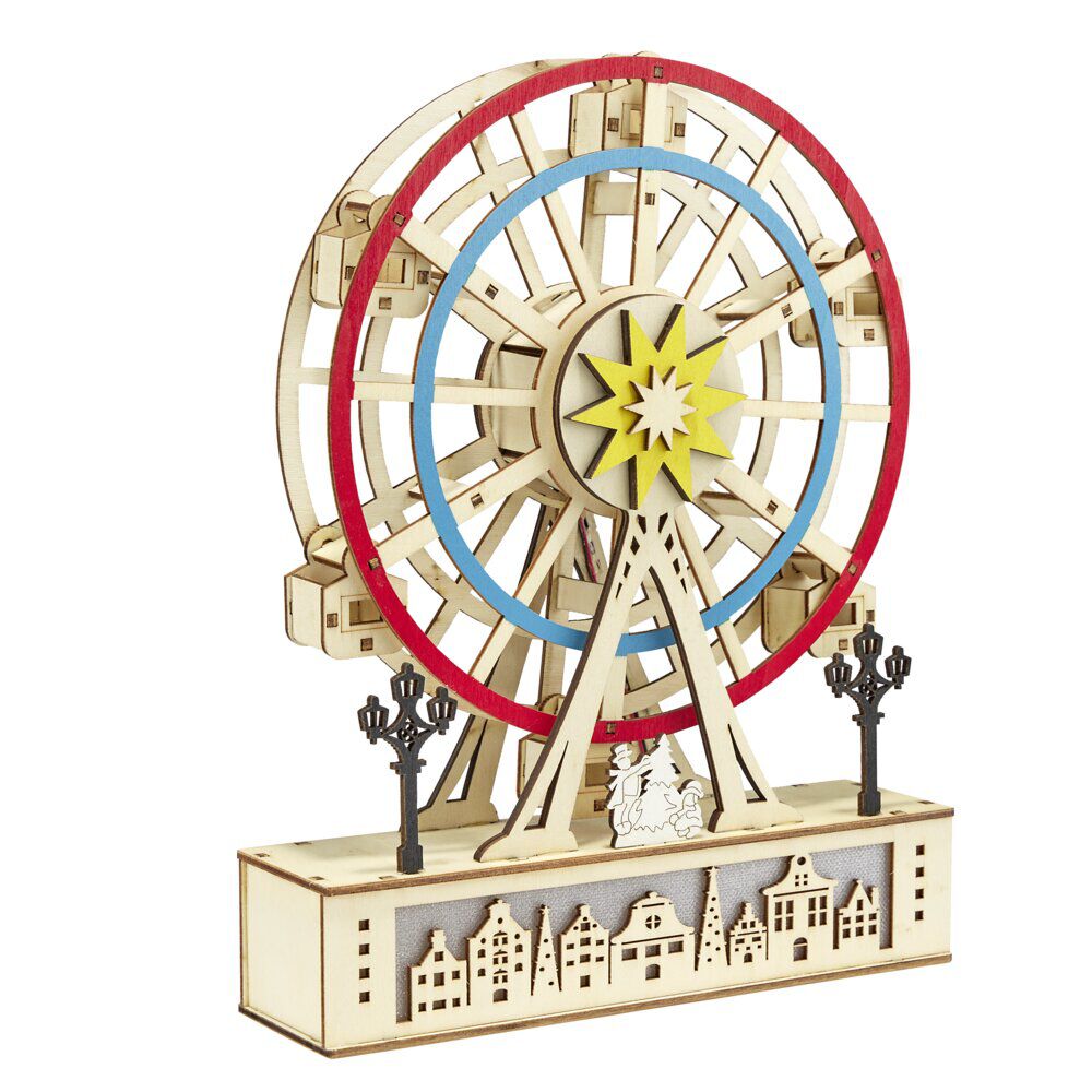 Grande roue animée en bois décoration à poser H24,5cm (2 modèles)