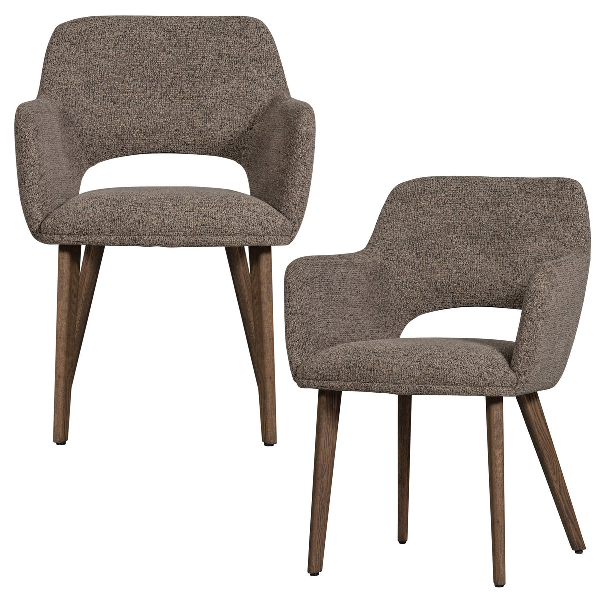 WOOOD eetkamerstoelen houten bruinen poot Murat - Taupe - Set van 2