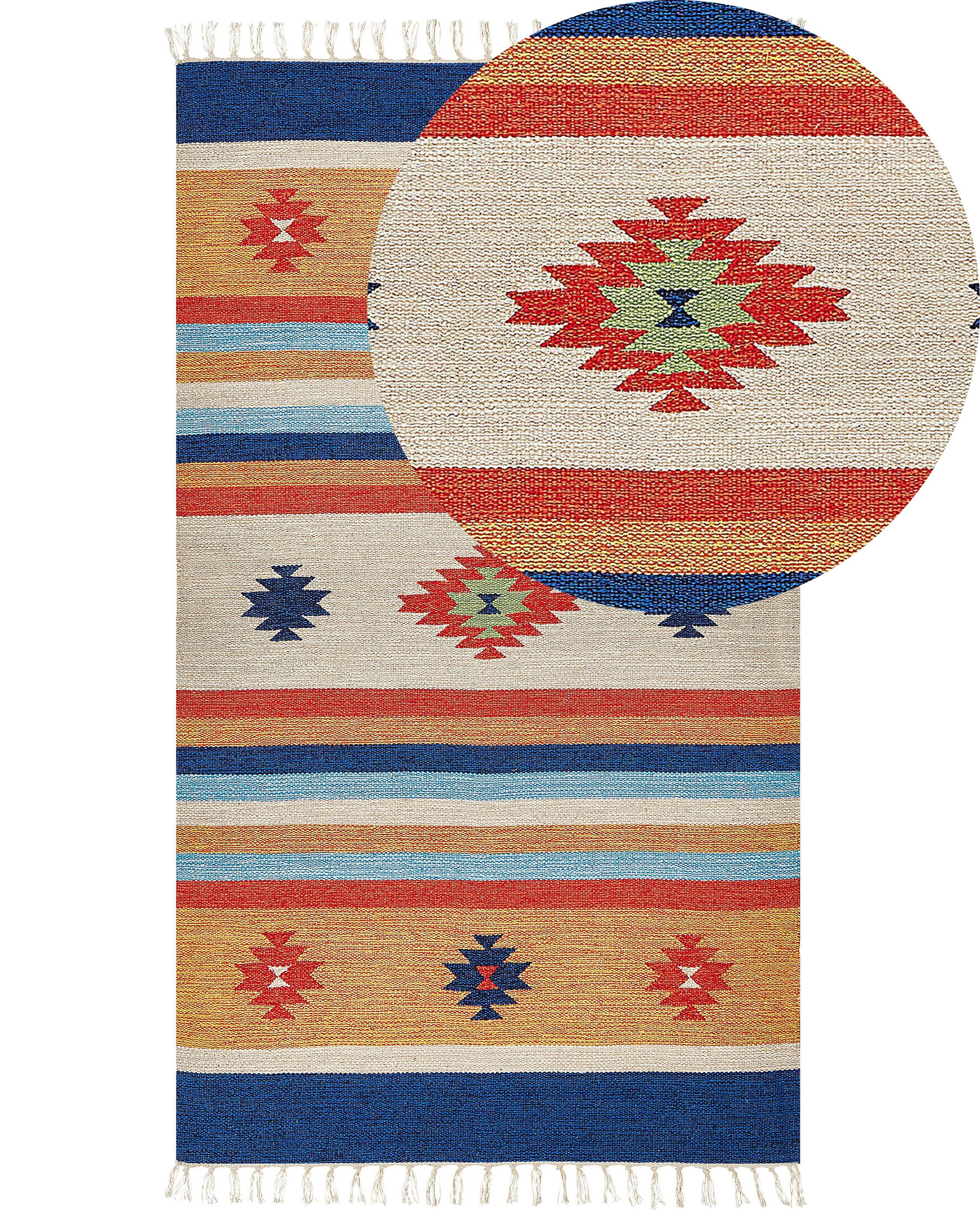 Dywan bawełniany kilim 80 x 150 cm wielokolorowy