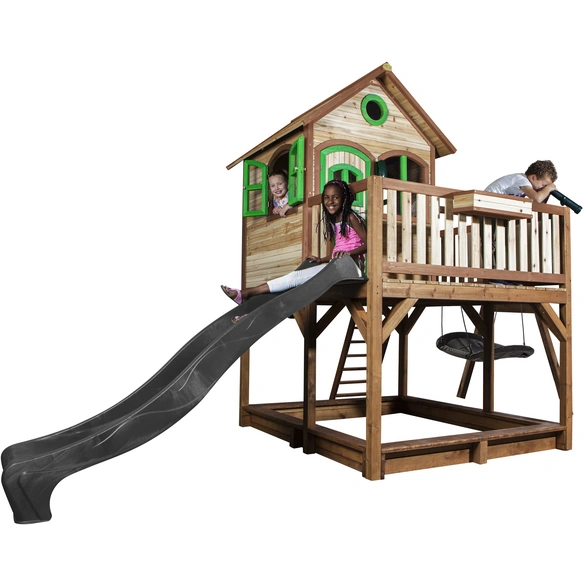 Kinderspielhaus »Liam«, BxHxT: 613 x 291 x 277 cm, Holz, braun/grün/grau
