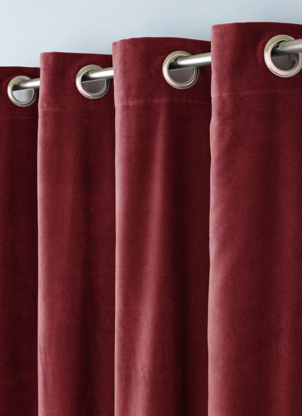 RIDEAU UNI EN VELOURS DE COTON DOUBLÉ MARINE