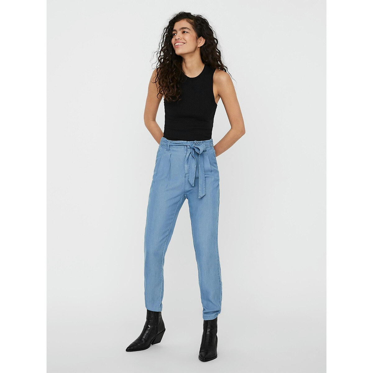 Pantalon loose, taille haute, en Lyocell