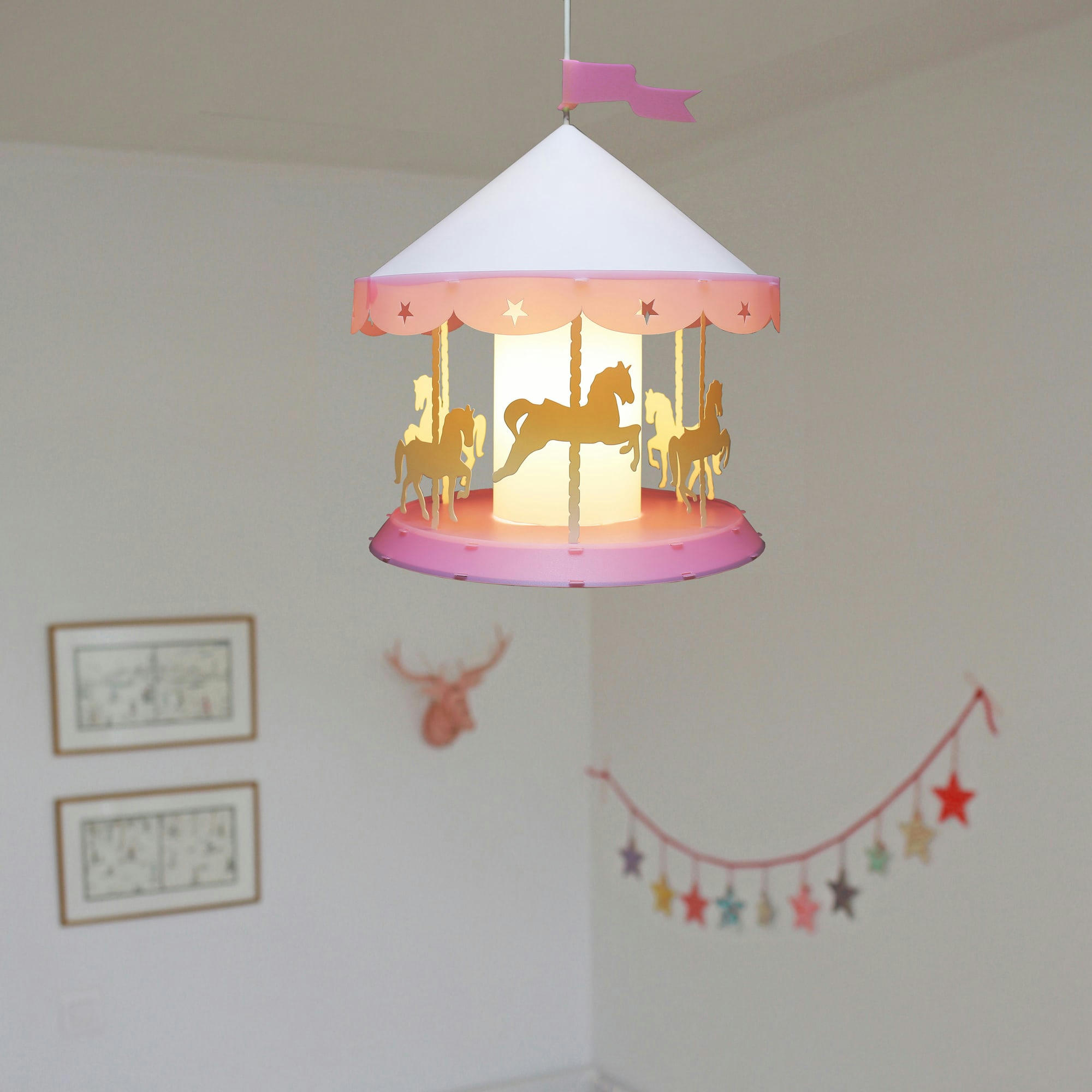 - Suspension enfants Manège Rose 36cm