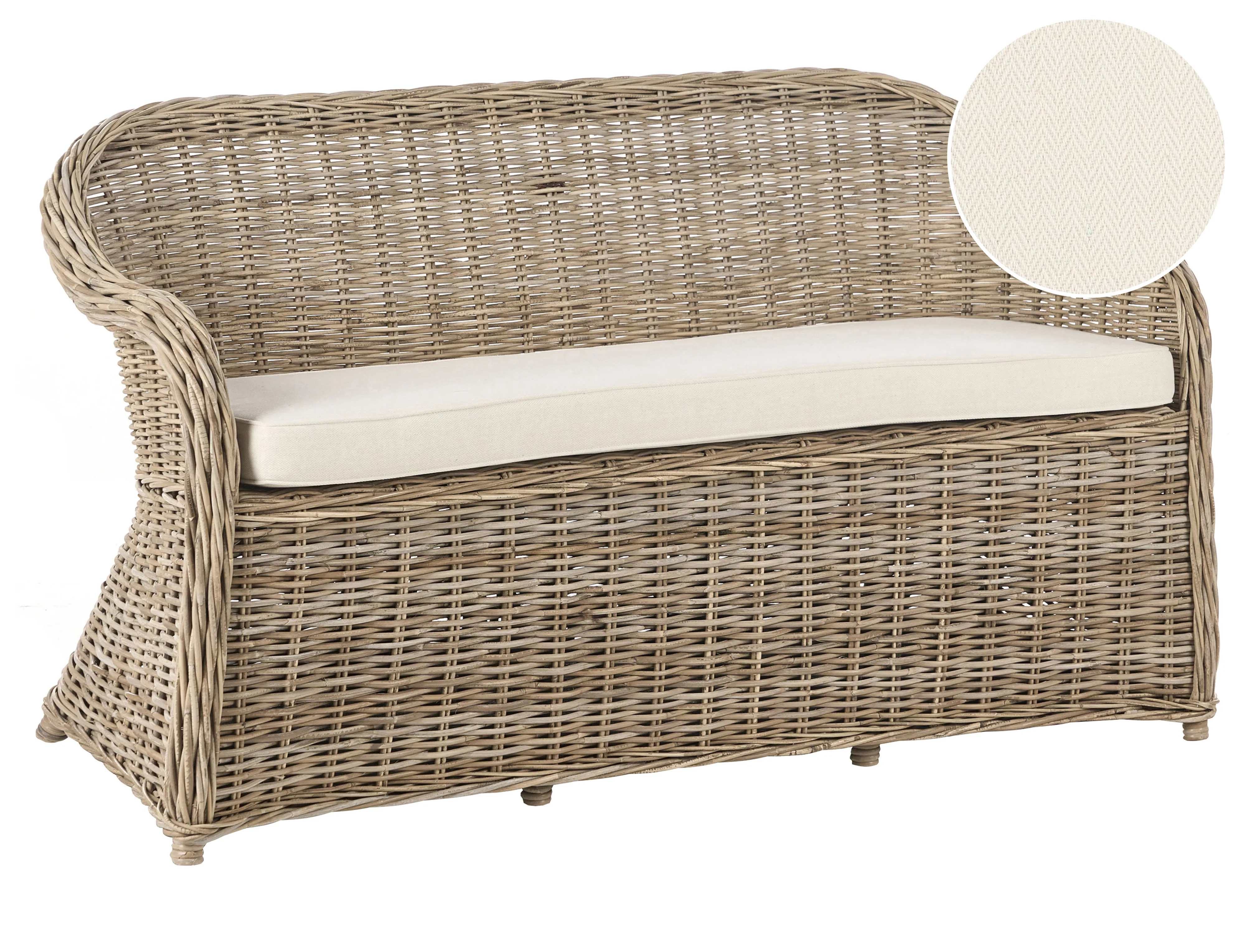 Garden Bench with Cushion SUSUA 150 cm Rattan Natural