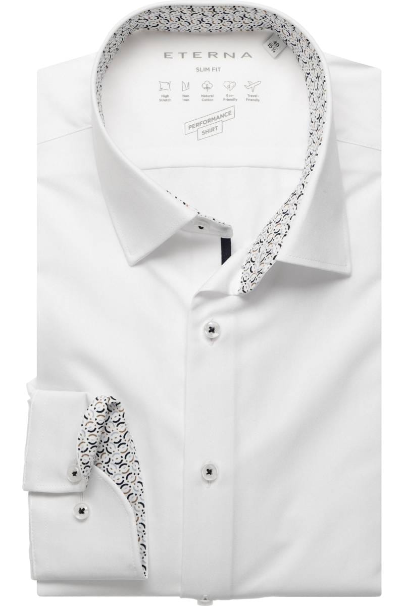 ETERNA Performance Slim Fit Hemd weiss, Einfarbig