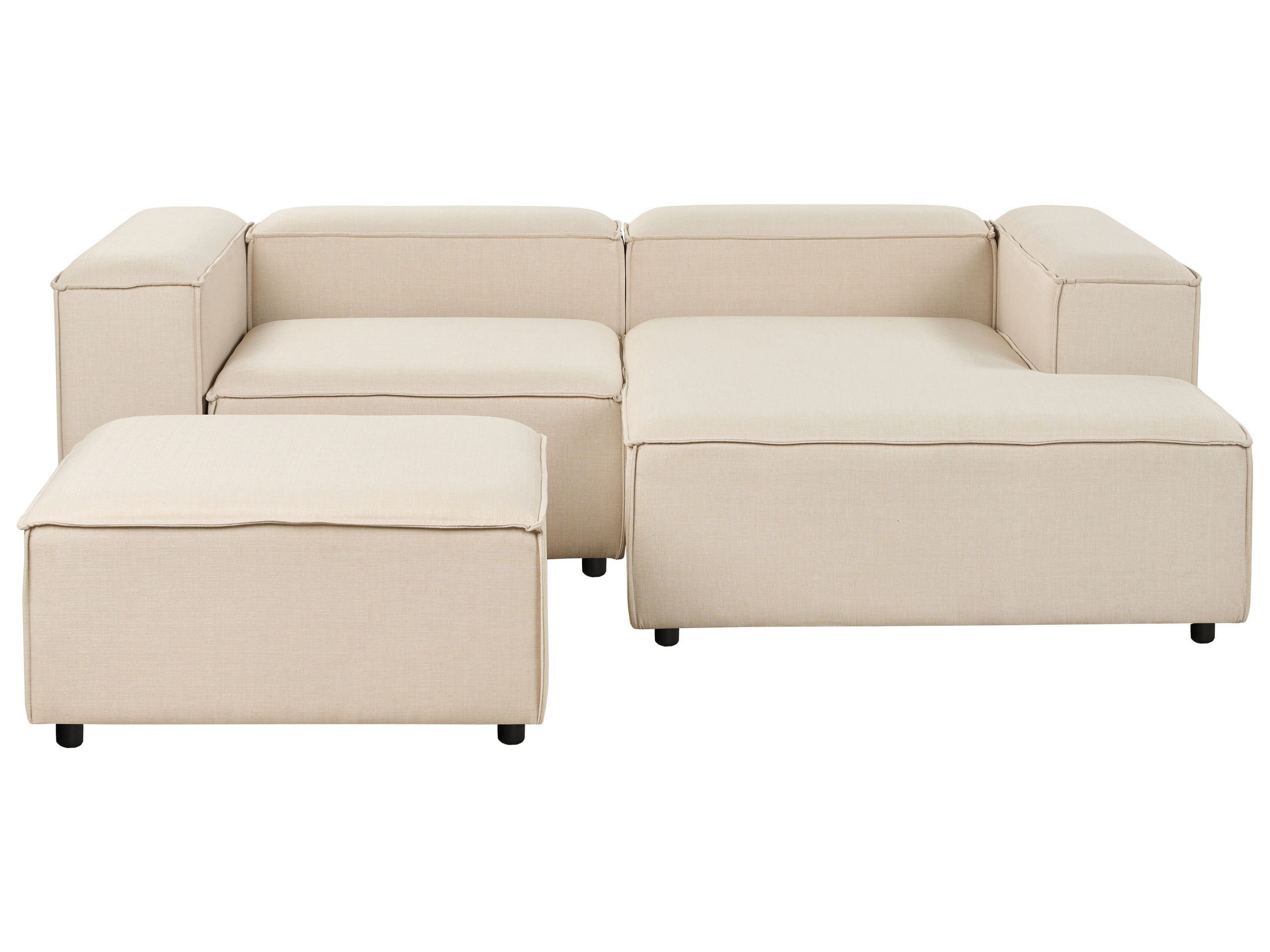 Narożna sofa z otomaną lewa poliester beżowa