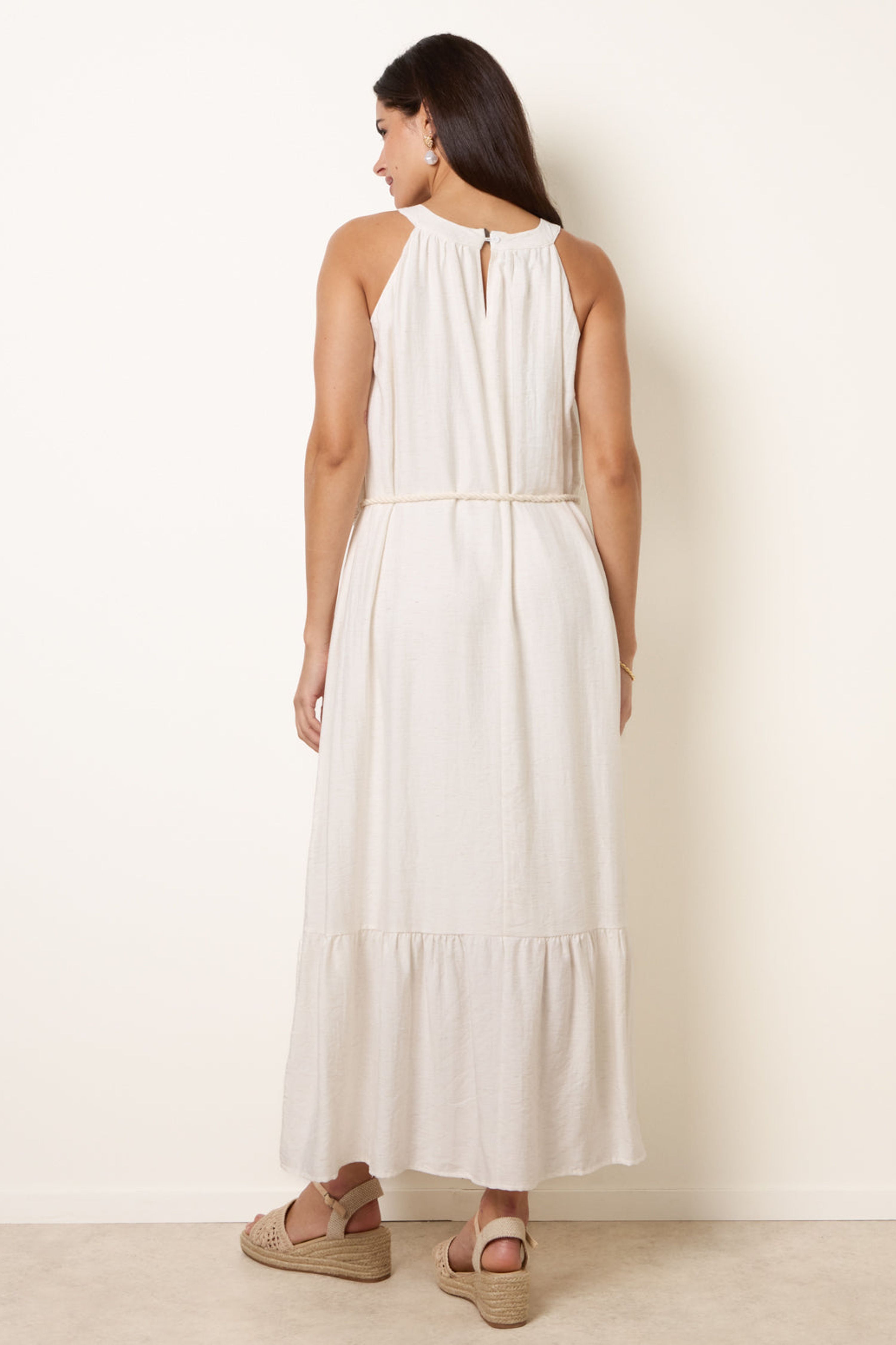 Blue Vanilla Stone Halter Neck Embroidered Dress