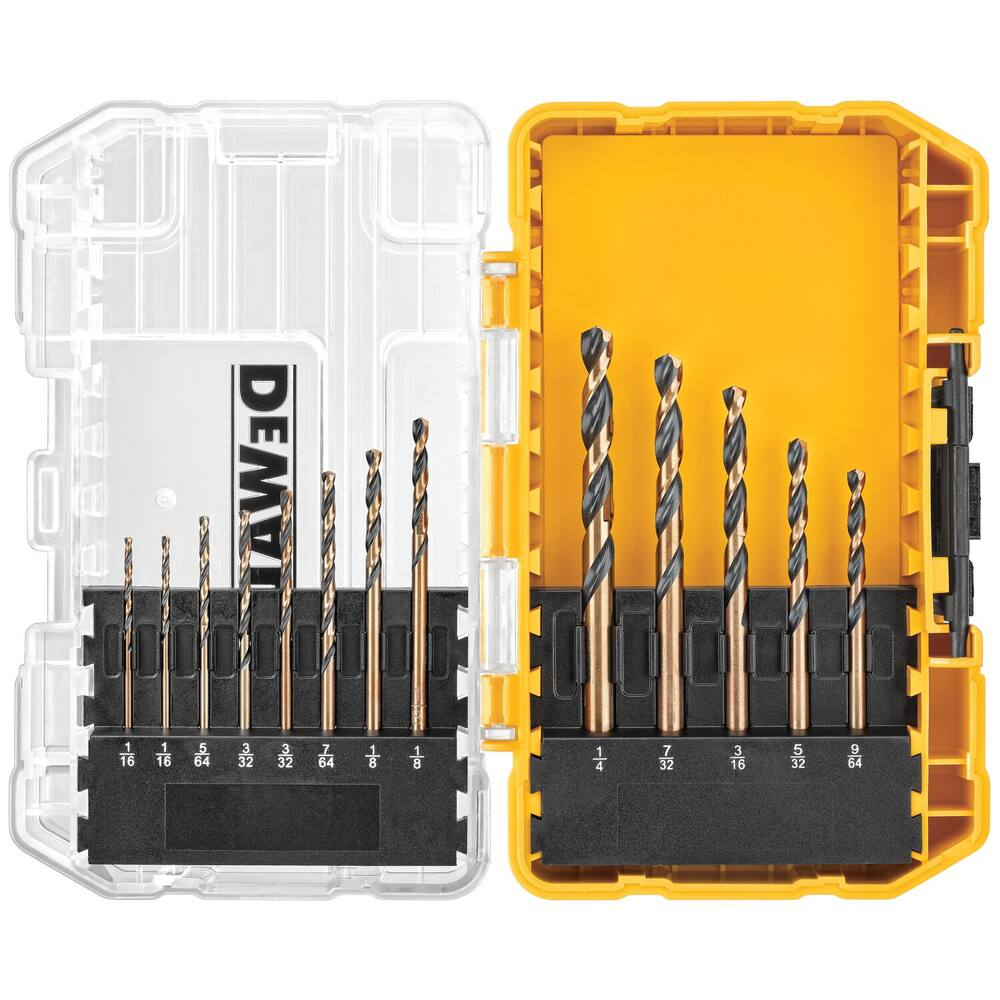 DEWALT DW1163 Black Oxide Drill Bit Set for Wood, Metal, Plastic, 13-pc