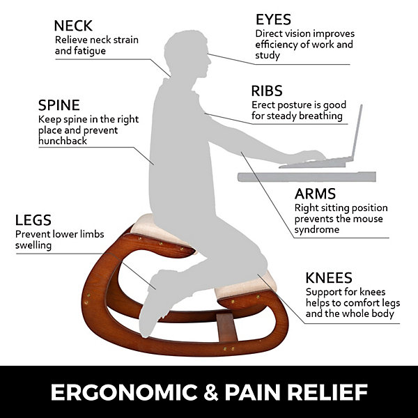 Fauteuil ergonomique à genoux, lourd duty. Meilleure posture, pliable. Bureau, méditation.
