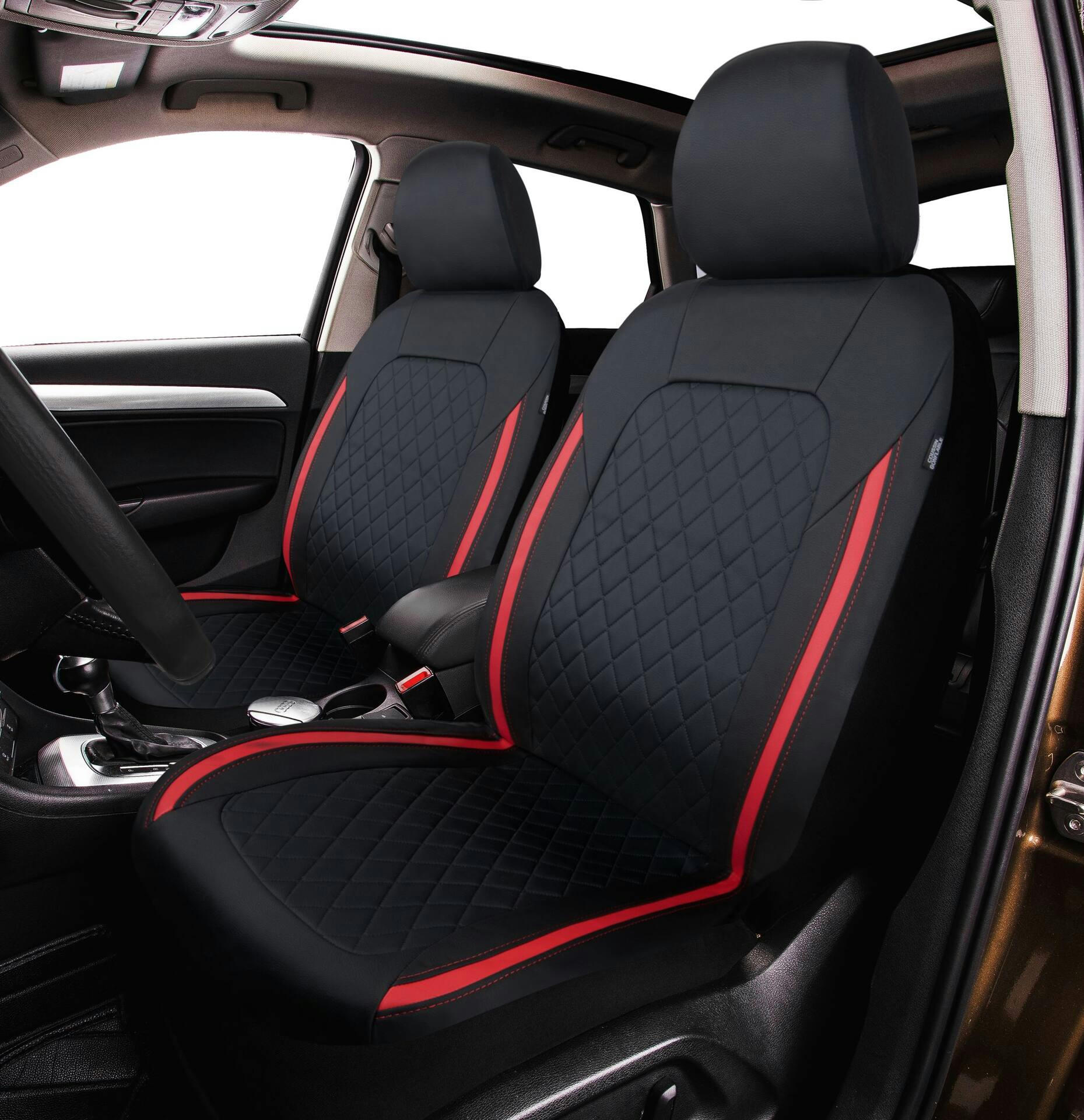 AutoTrends Quilted Premium Seat Cover, Red, 2-pk