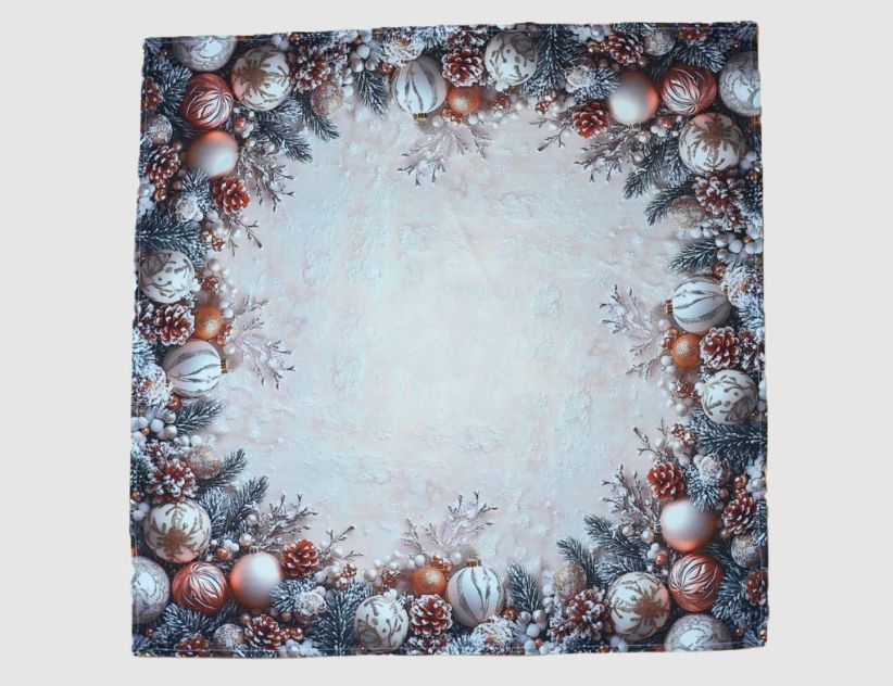 Tischdecke Digitaldruck Christbaumkugel Weiß