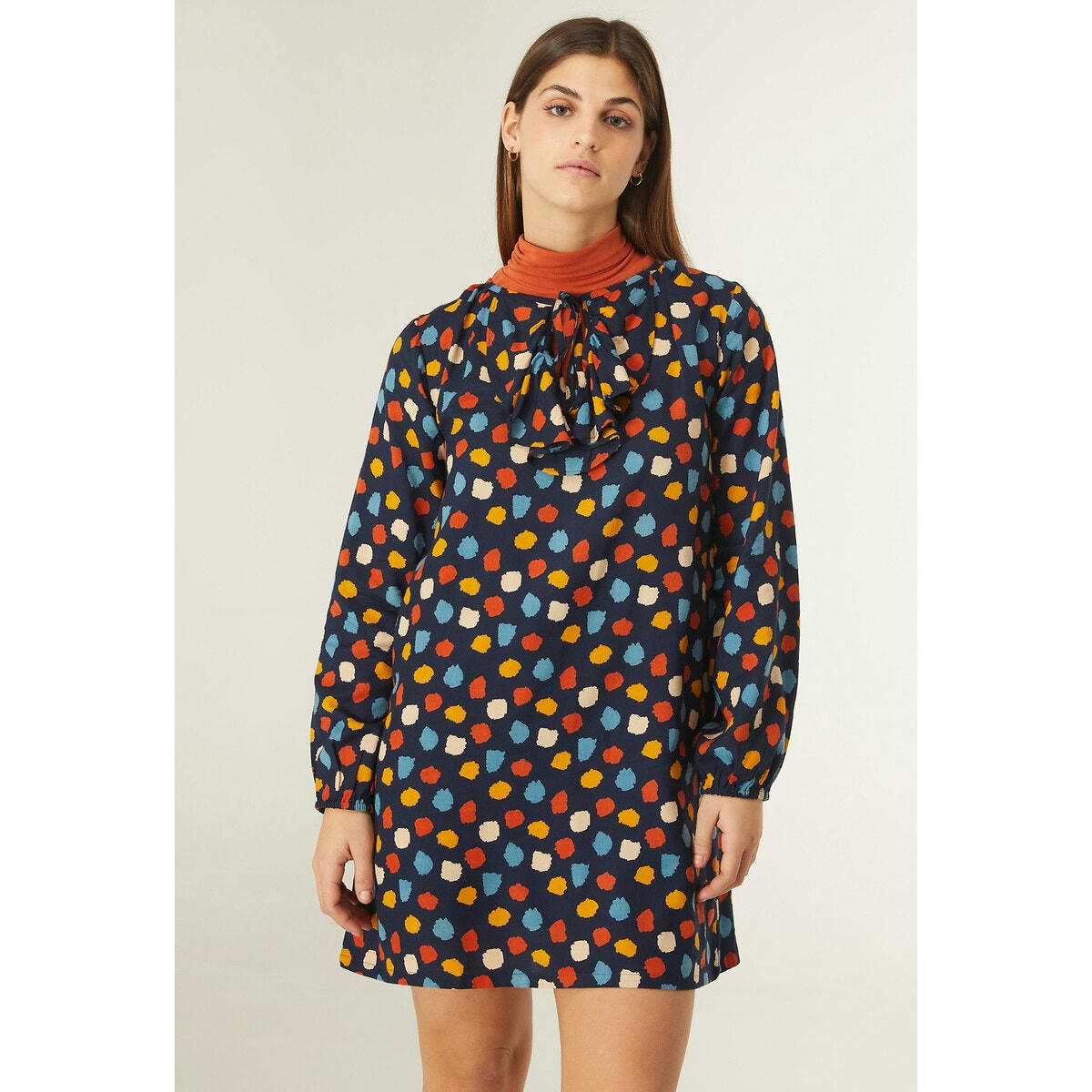 Robe imprimée pois multicolore