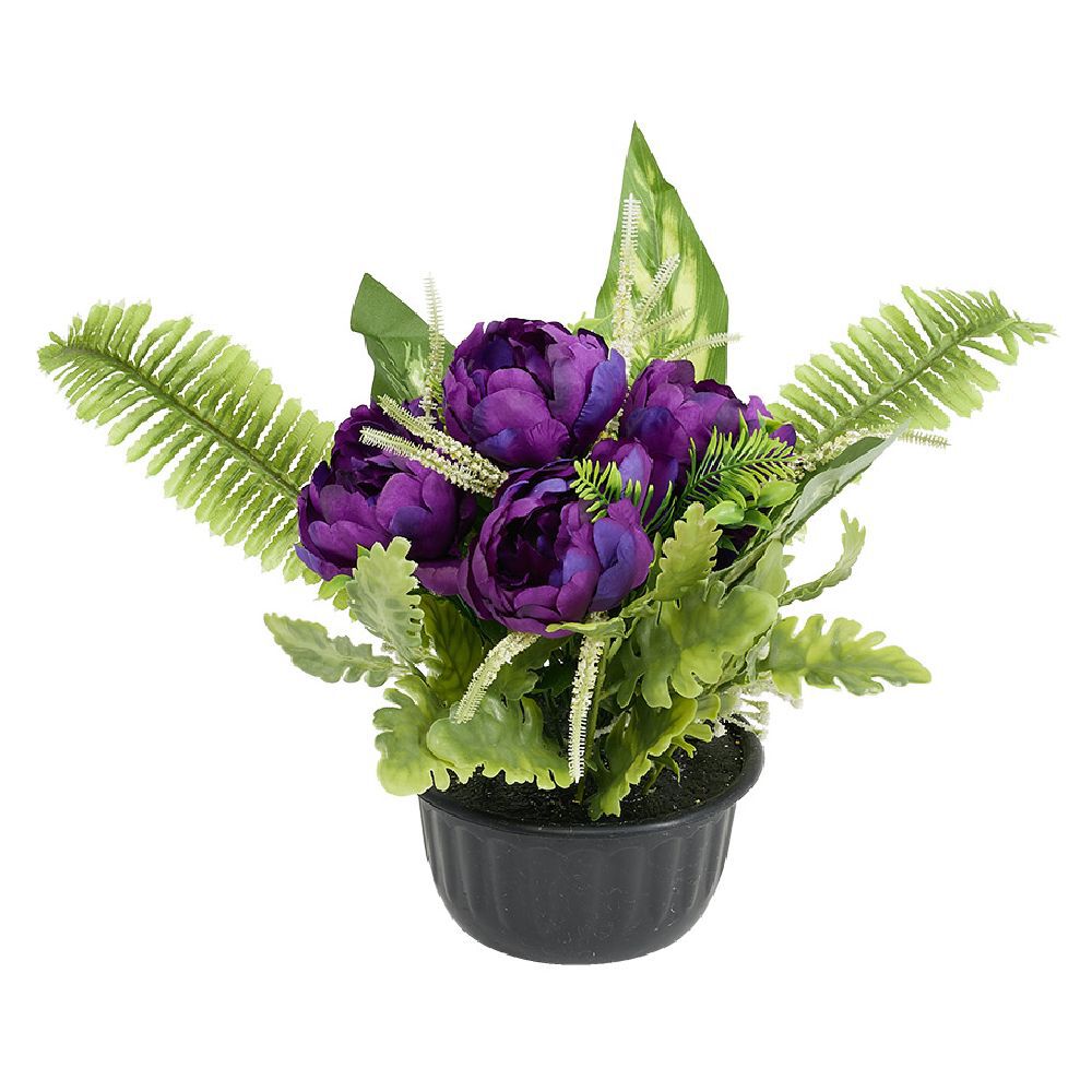 Pot pivoine artificiel H50cm violet