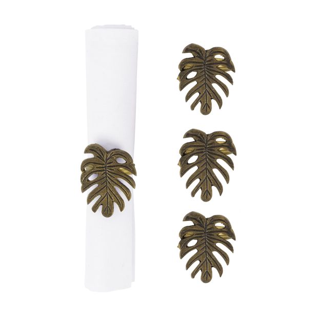 ARGOLA PARA GUARDANAPO CONJUNTO COM 4 PEÇAS FOLHA NATIVA