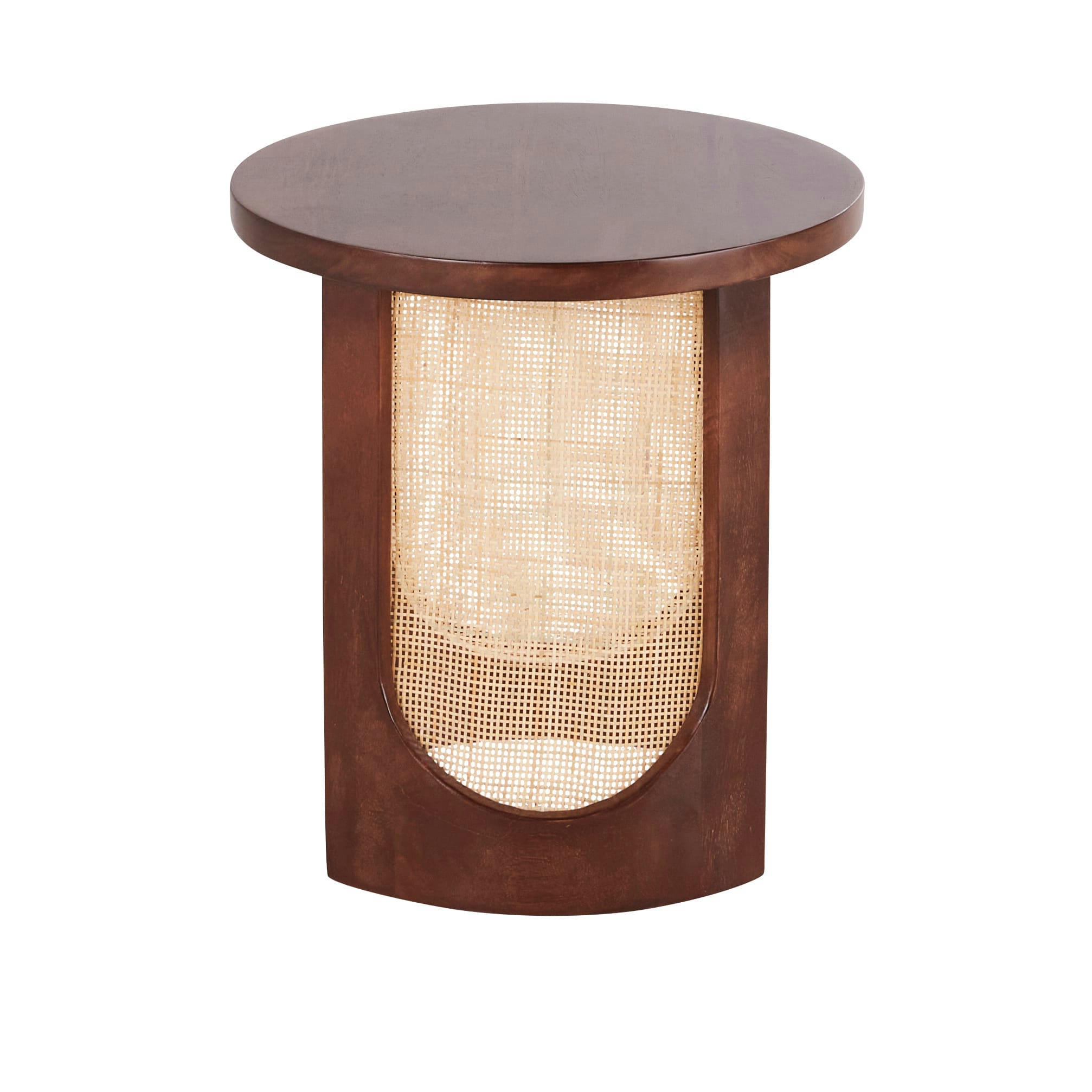 PERNILLE - Bout de canapé en bois de manguier et cannage en rotin