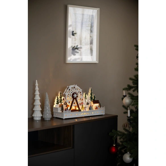 LED-Szenerie, Holz, LxBxH: 45x16x28,5 cm, warmweiß
