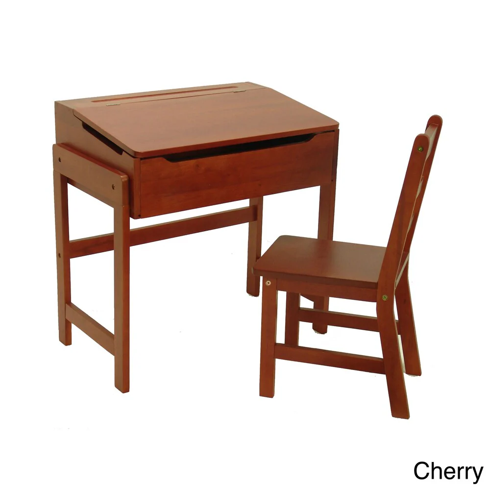 Child's Slanted Top Solid Wood Desk and Chair