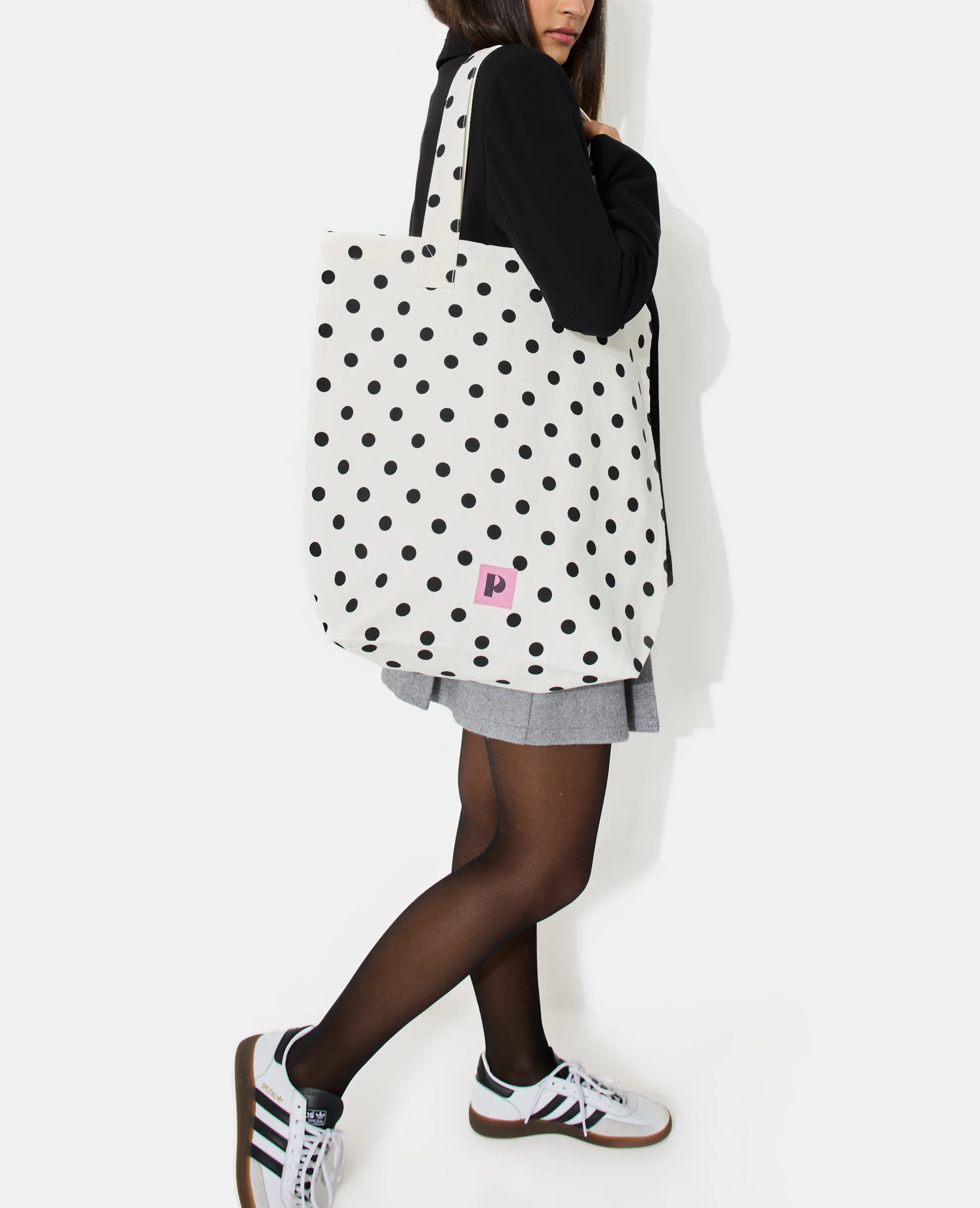 Tote bag en toile avec pois