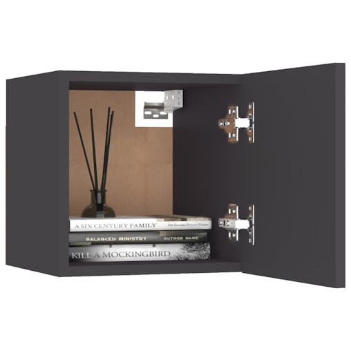 NNEVL Bedside Cabinet Grey 30.5x30x30 cm Chipboard
