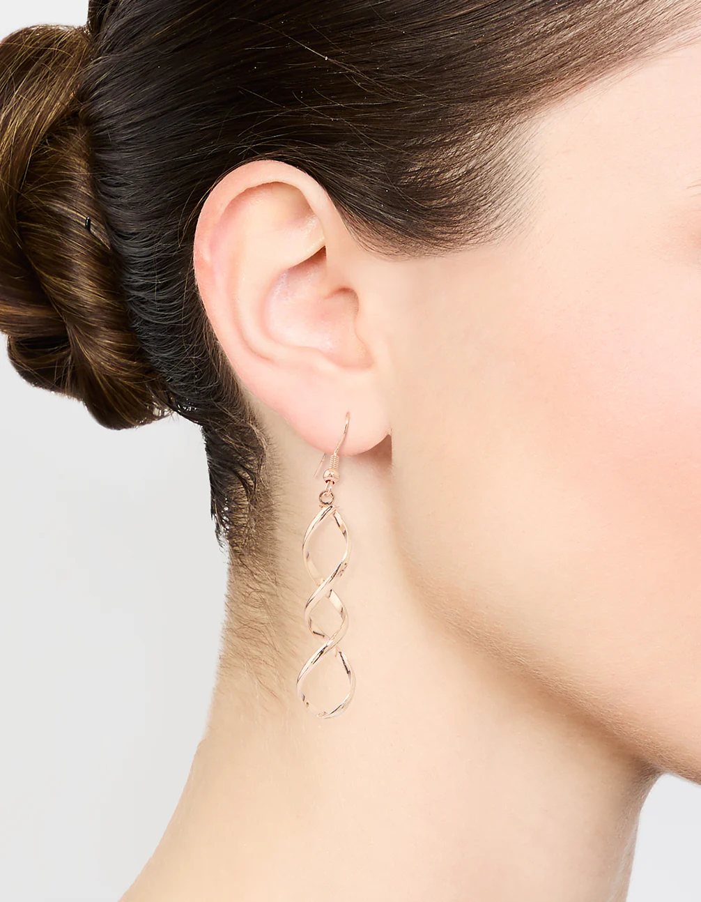 Rose Gold Spiral Drop Earrings