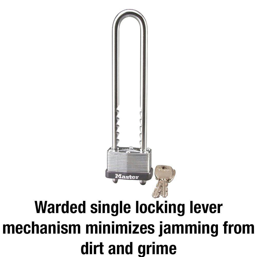 Master Lock 44mm-Wide Laminated Steel Keyed Warded Padlock with Adjustable Shackle, Silver