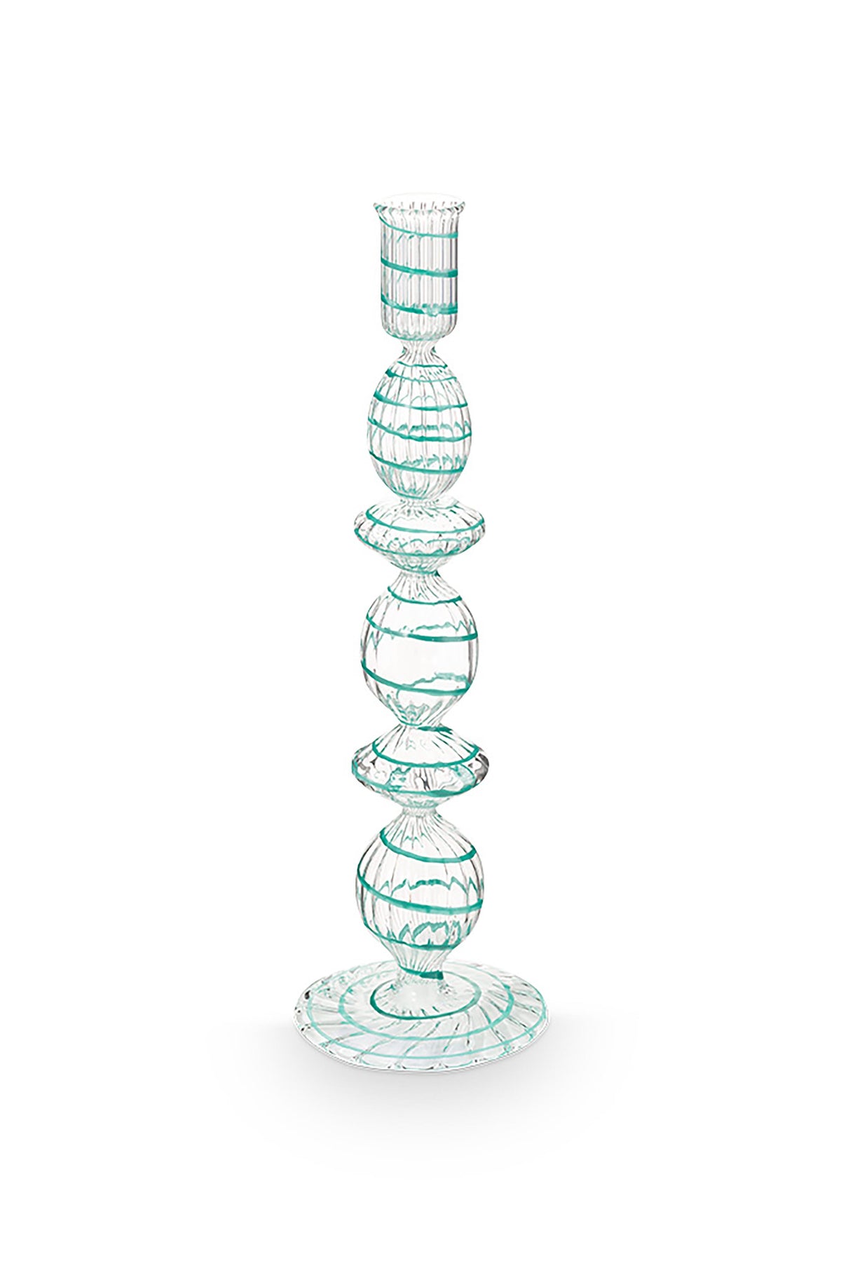 Pip Studio - Kandelaar - Licht Blauw - Glas Swirl - 28cm