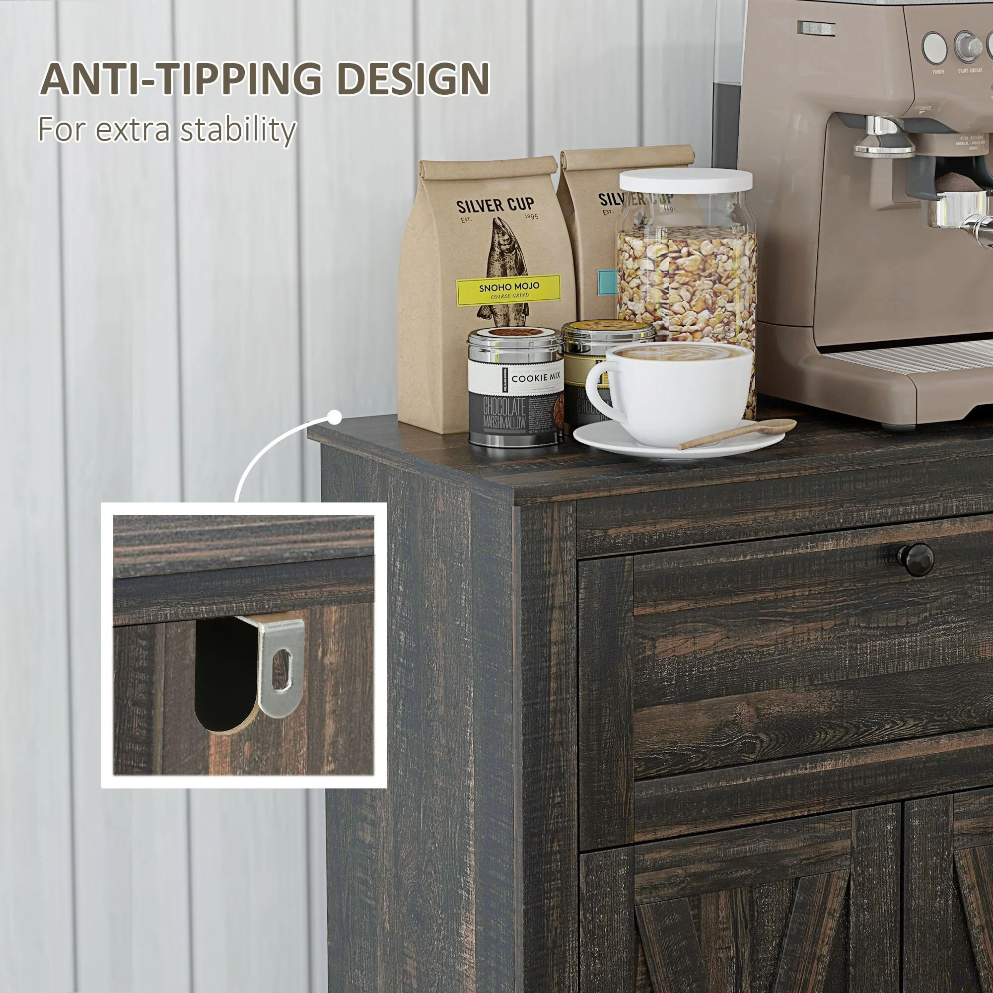 Farmhouse Barn Door Accent Cabinet Sideboard