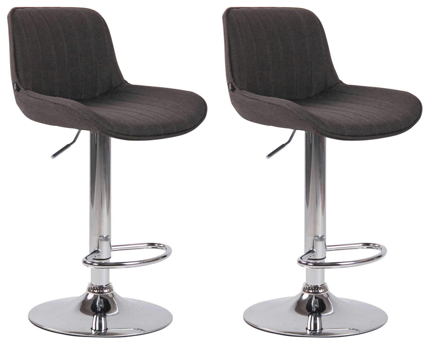 LENTINI - Lot de 2 Tabourets de bar réglable en tissu Gris foncé