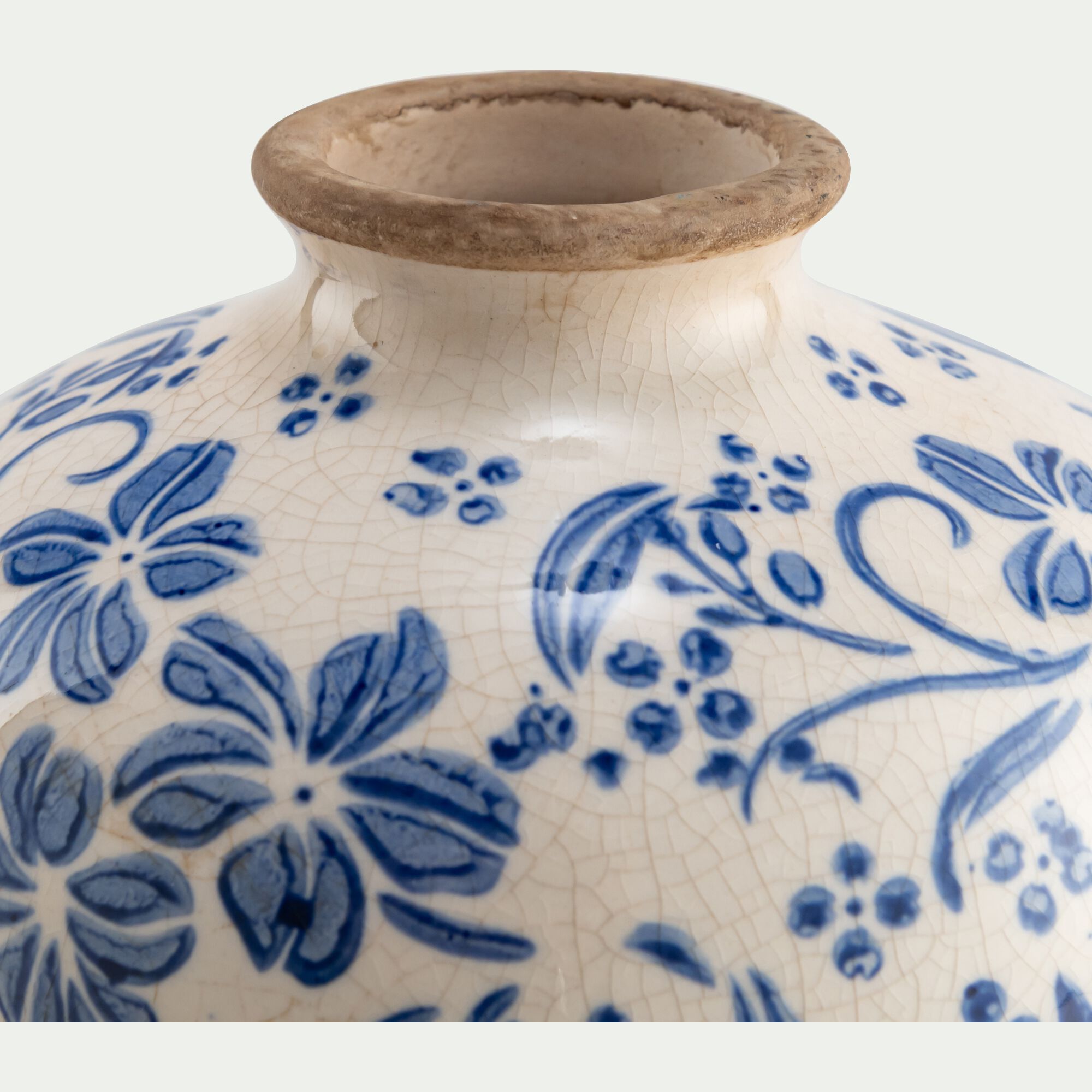 CERASUS - Vase boule à motif fleuri en céramique H10cm - bleu