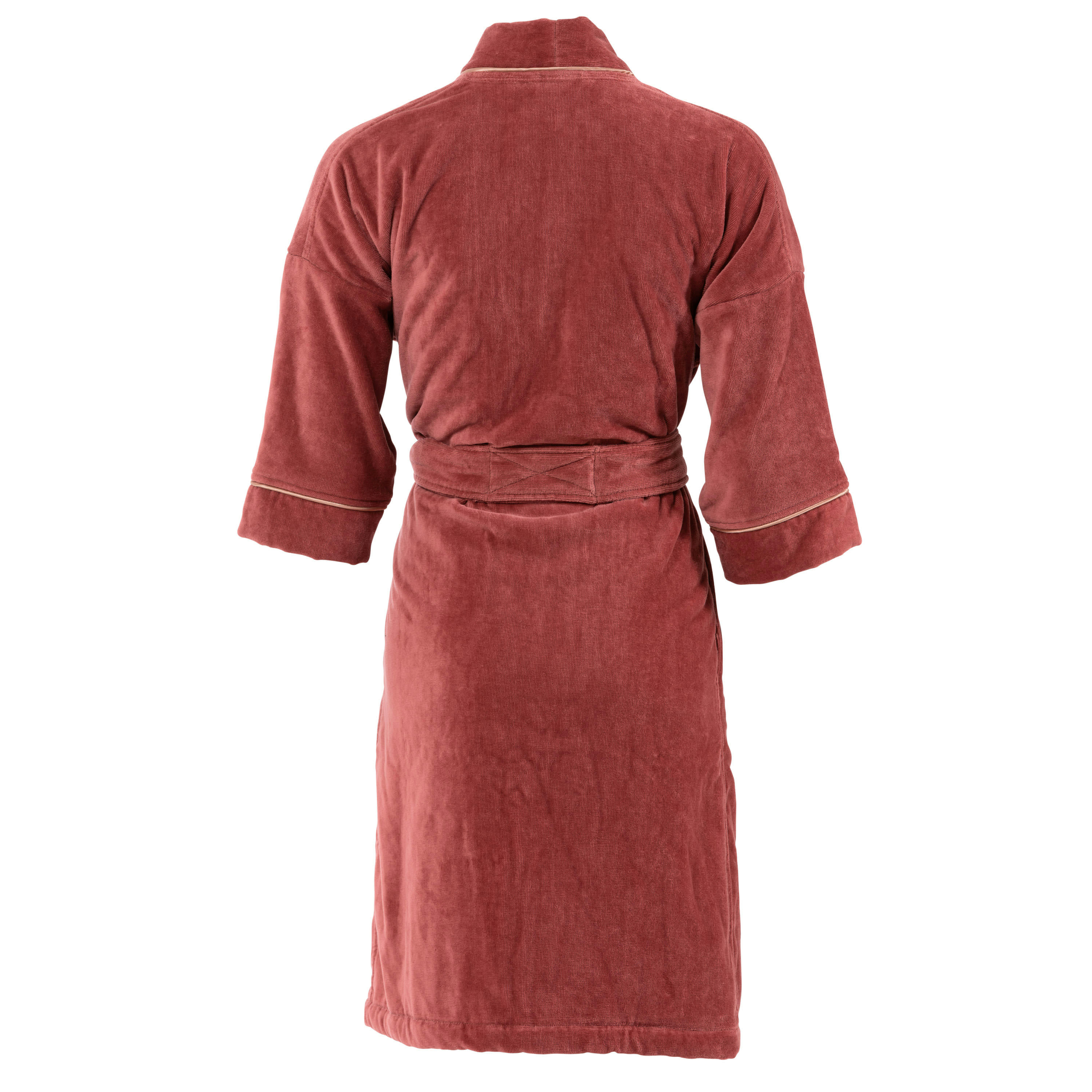 CALATHEA - Peignoir femme coton col kimono rouge